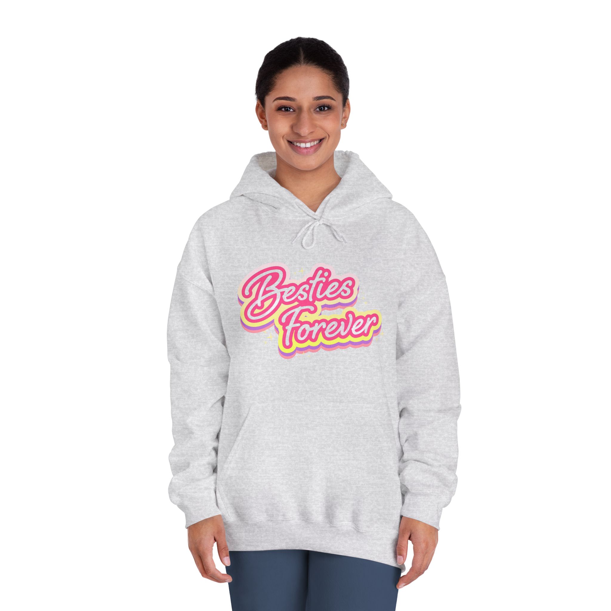 Pink Besties Forever Lettering Logo Unisex Dryblend Hooded Sweatshirt - Image 8