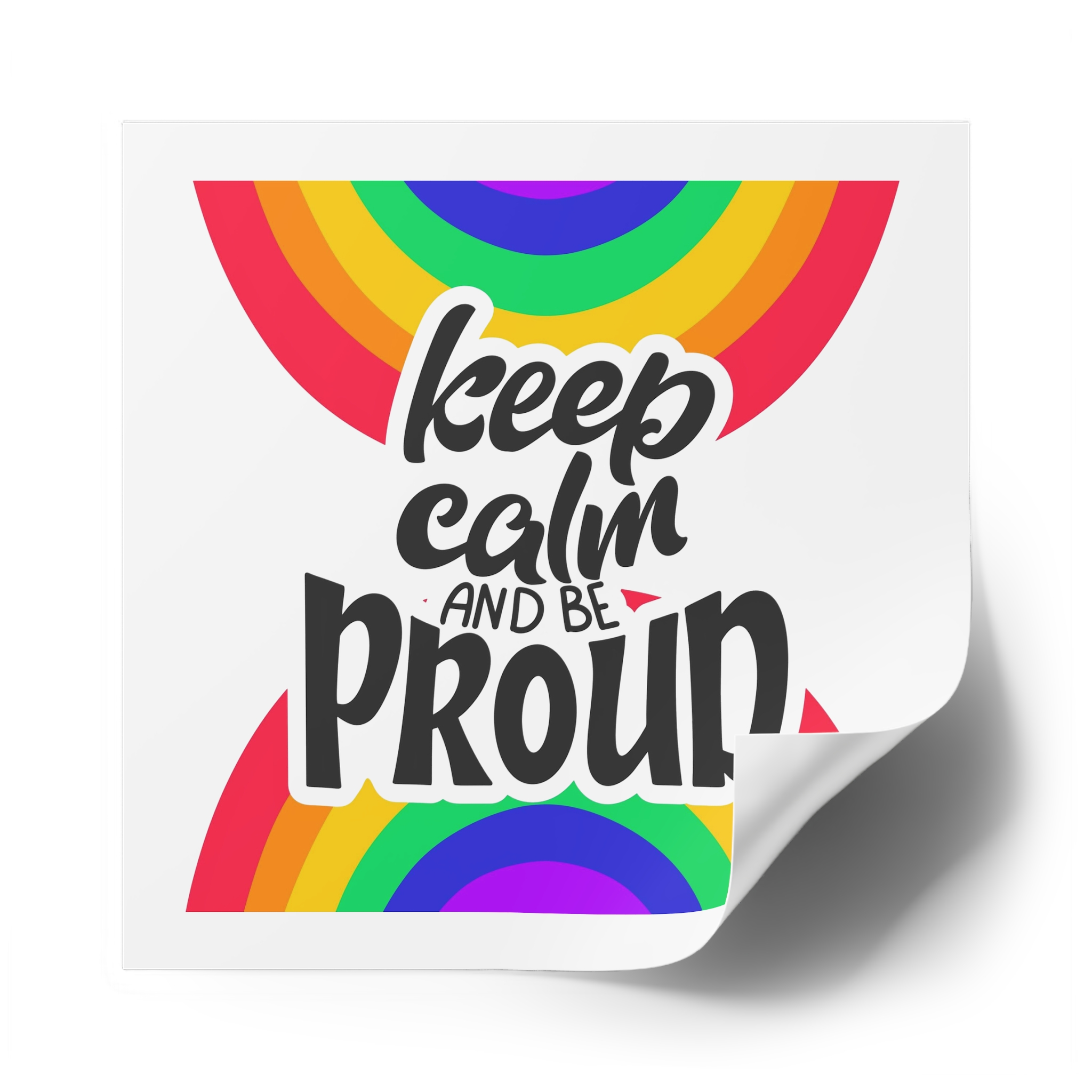 Keep Calm Be Proud Lgbt Lettering Quote Pride Poster Concept With Colorful Rainbow Vector Laminate Stickers Square - Image 62