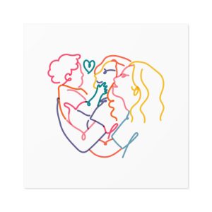 Lesbian Family Clipart Lgbtq Line Portrait Illustration Vector Laminate Stickers Square