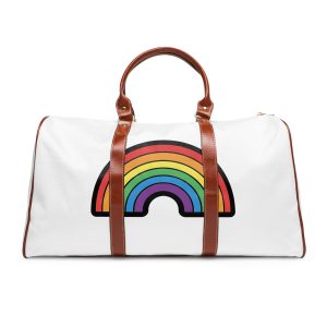 Colorful Rainbow Illustration White Background Waterproof Travel Bag