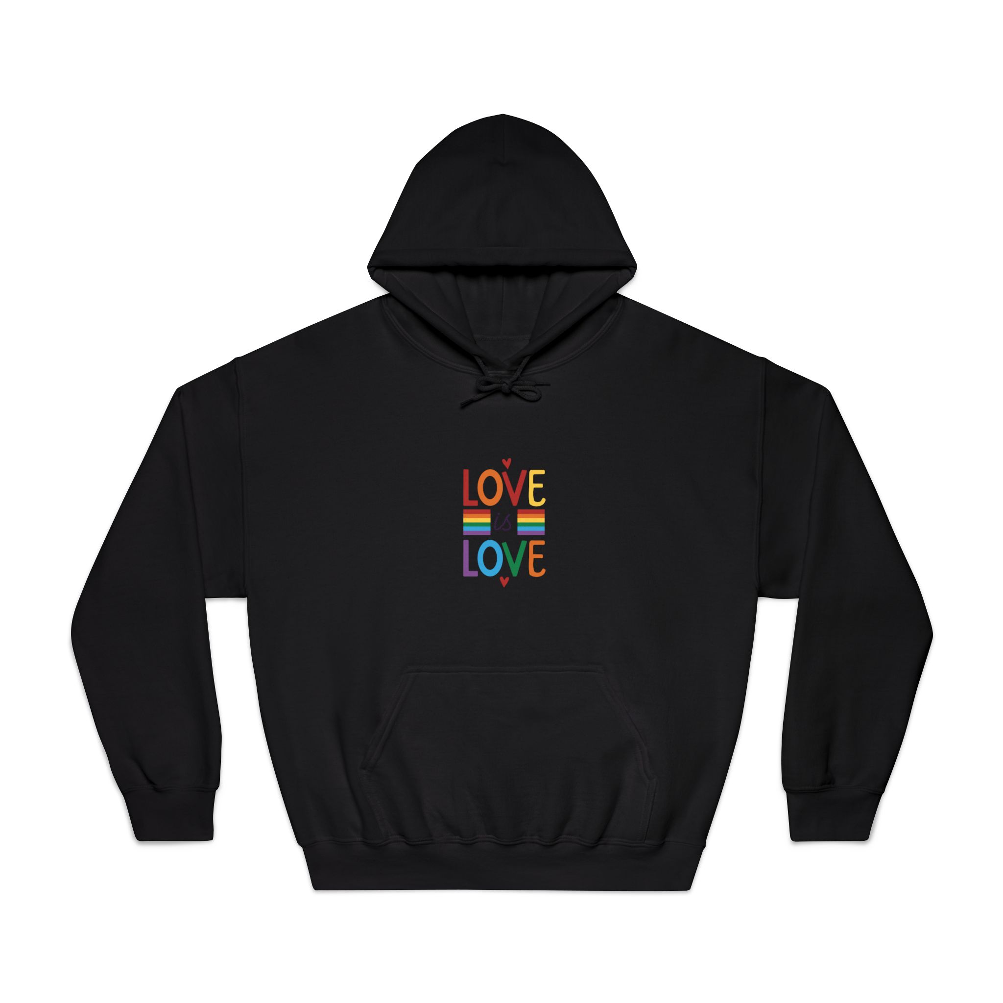 Love Is Love Colorful Typography With Rainbow Stripes Lgbt Pride Message Vector Unisex Dryblend Hooded Sweatshirt - Image 9