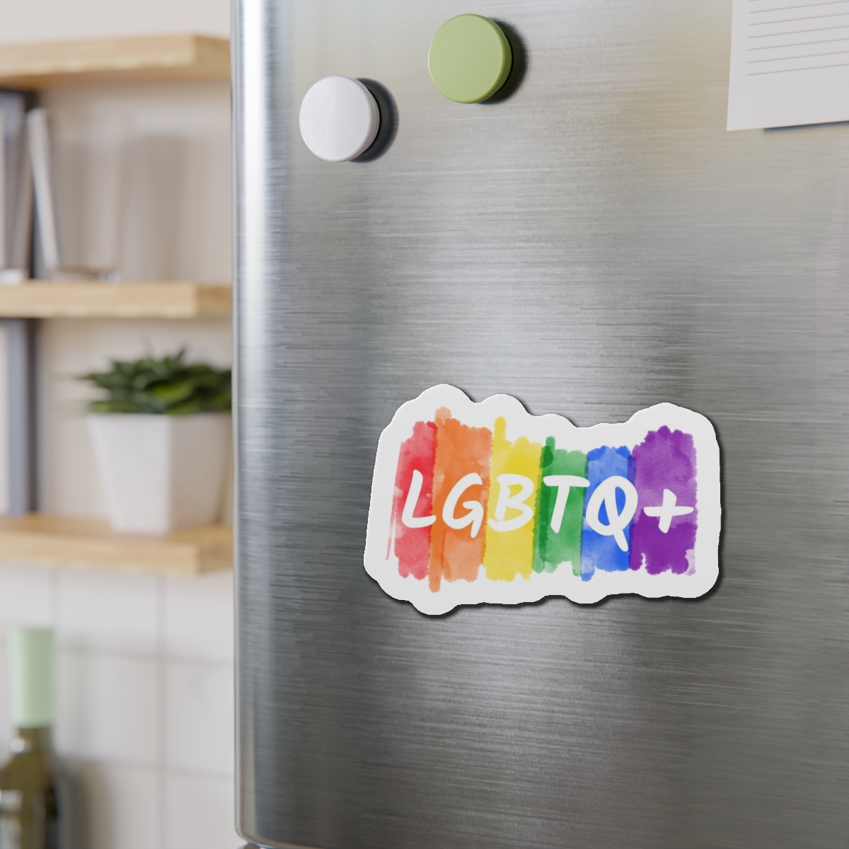 Lgbtq Logo Lettering Text Vector Rainbow Watercolor Paint Textured Colorful Stripes Die Cut Magnets - Image 15