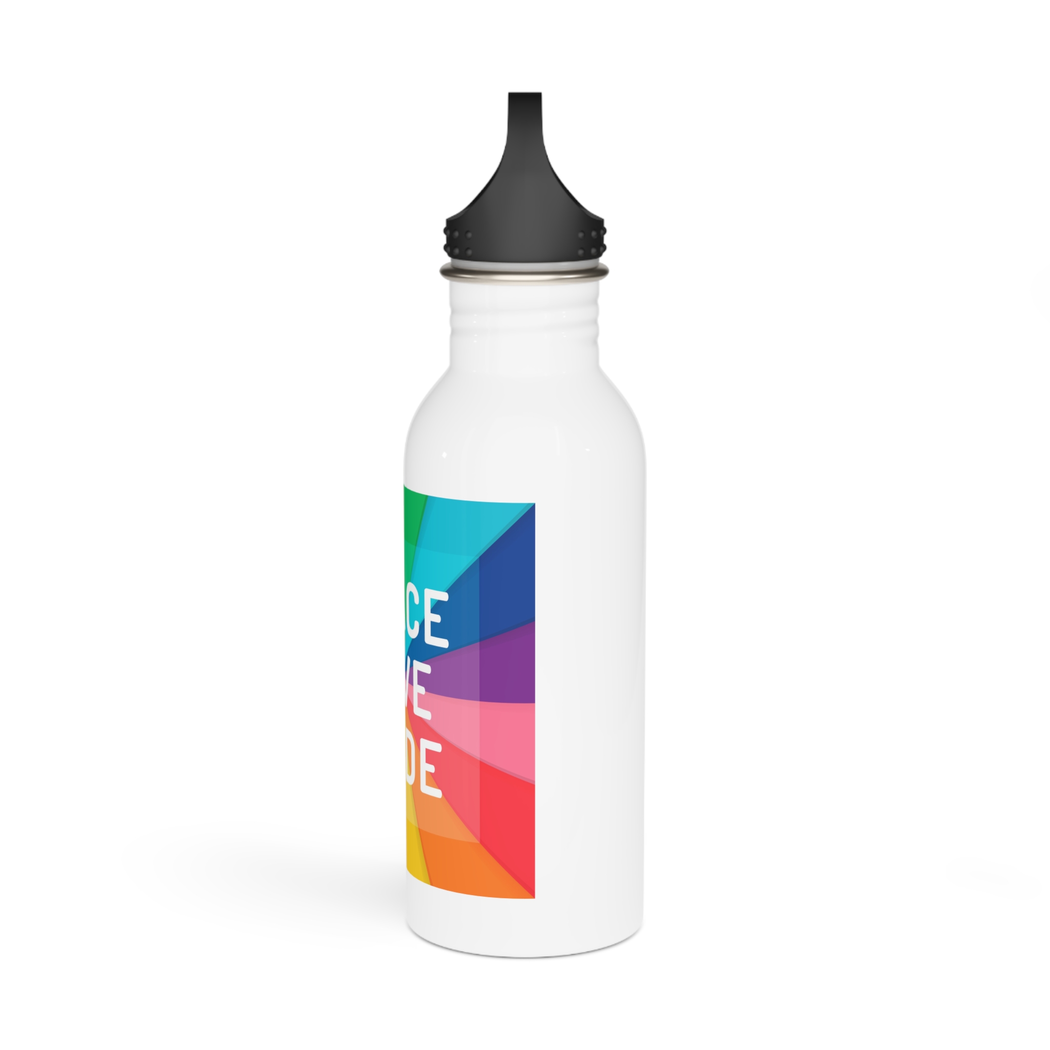 Rainbow Colored Background With Peace Love Pride Concept Pride Month Stainless Steel Water Bottle - Image 4