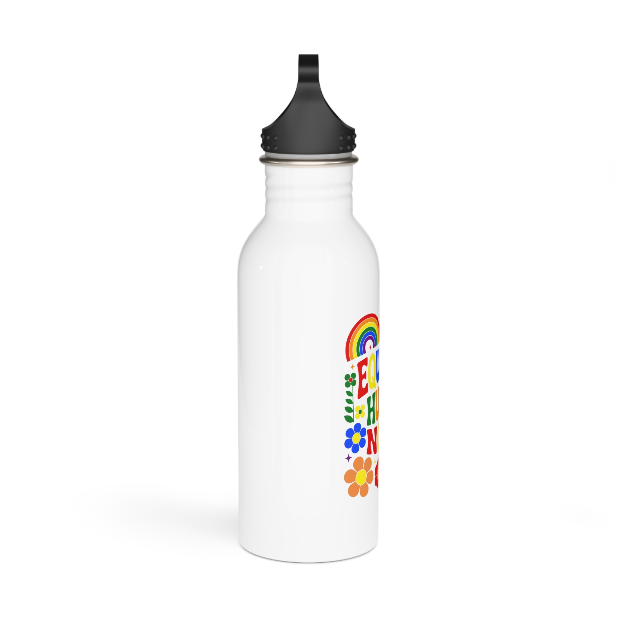Colorful Equality Hurts None Rainbow Pride Illustration Stainless Steel Water Bottle - Image 2