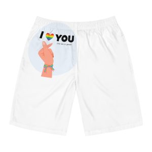 Inspirational Homosexual Pride Poster With Rainbow Heart Mens Board Shorts Aop