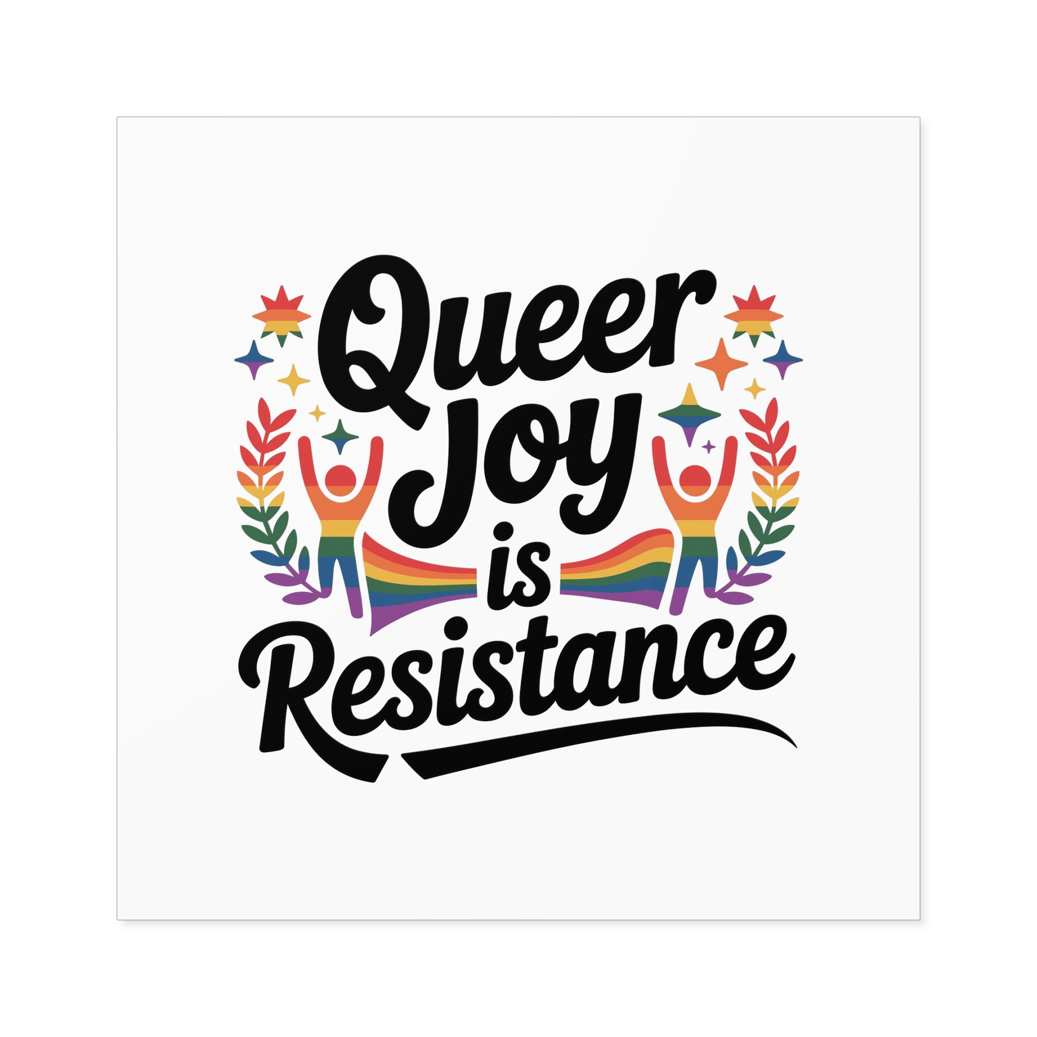 Queer Joy Is Resistance T Shirt Design Isolated White Background Laminate Stickers Square - Image 49