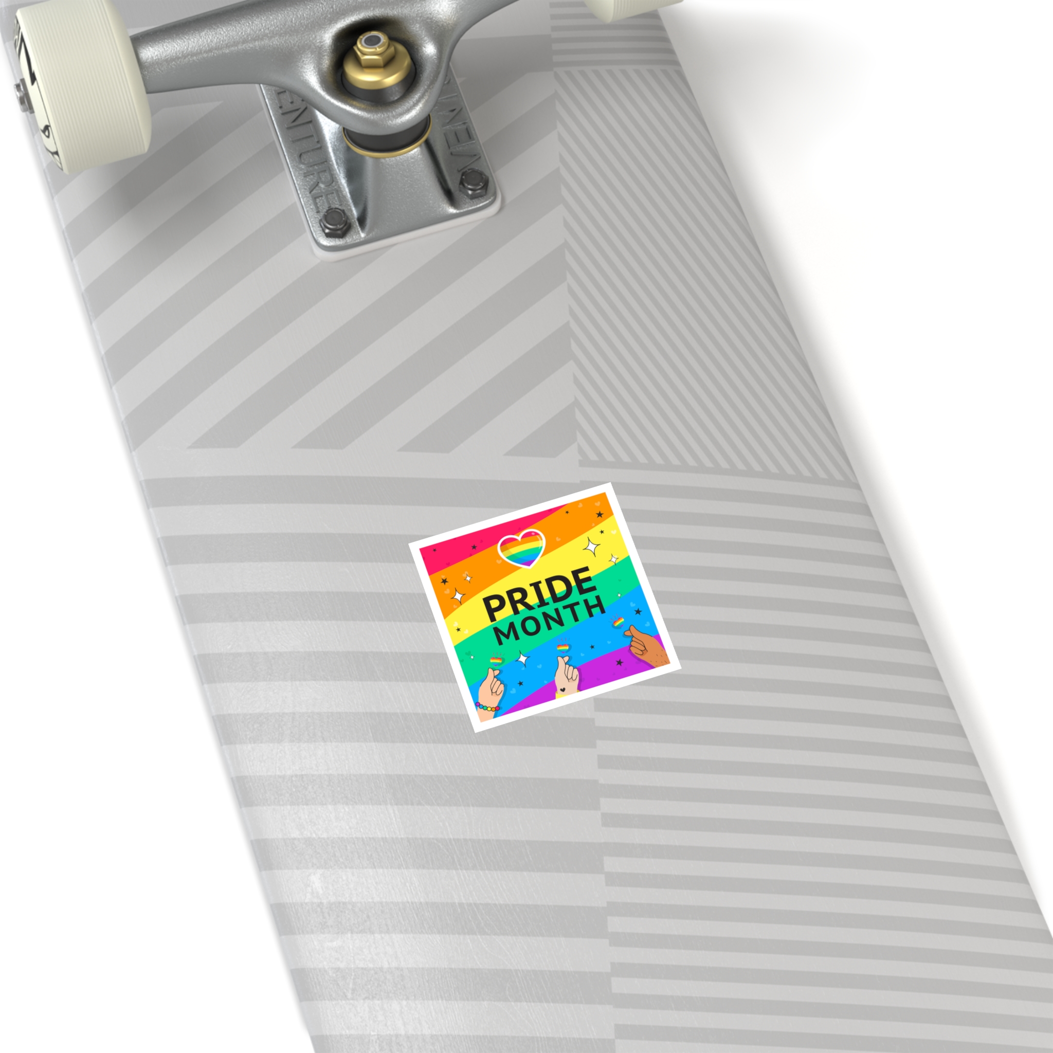 Pride Month Greeting Card Vector Illustration Hand Symbol Mini Heart Rainbow Flag Laminate Stickers Square - Image 16