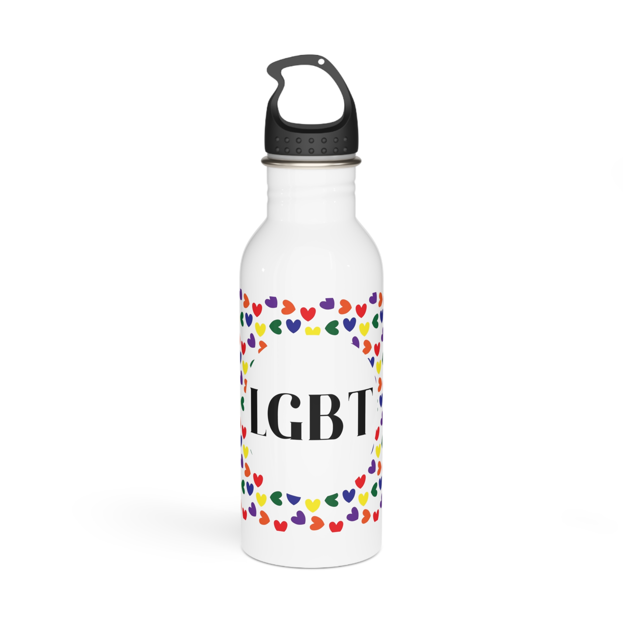 Seamless Pattern With Hearts Lgbt Colors Lgbt Pattern Stainless Steel Water Bottle