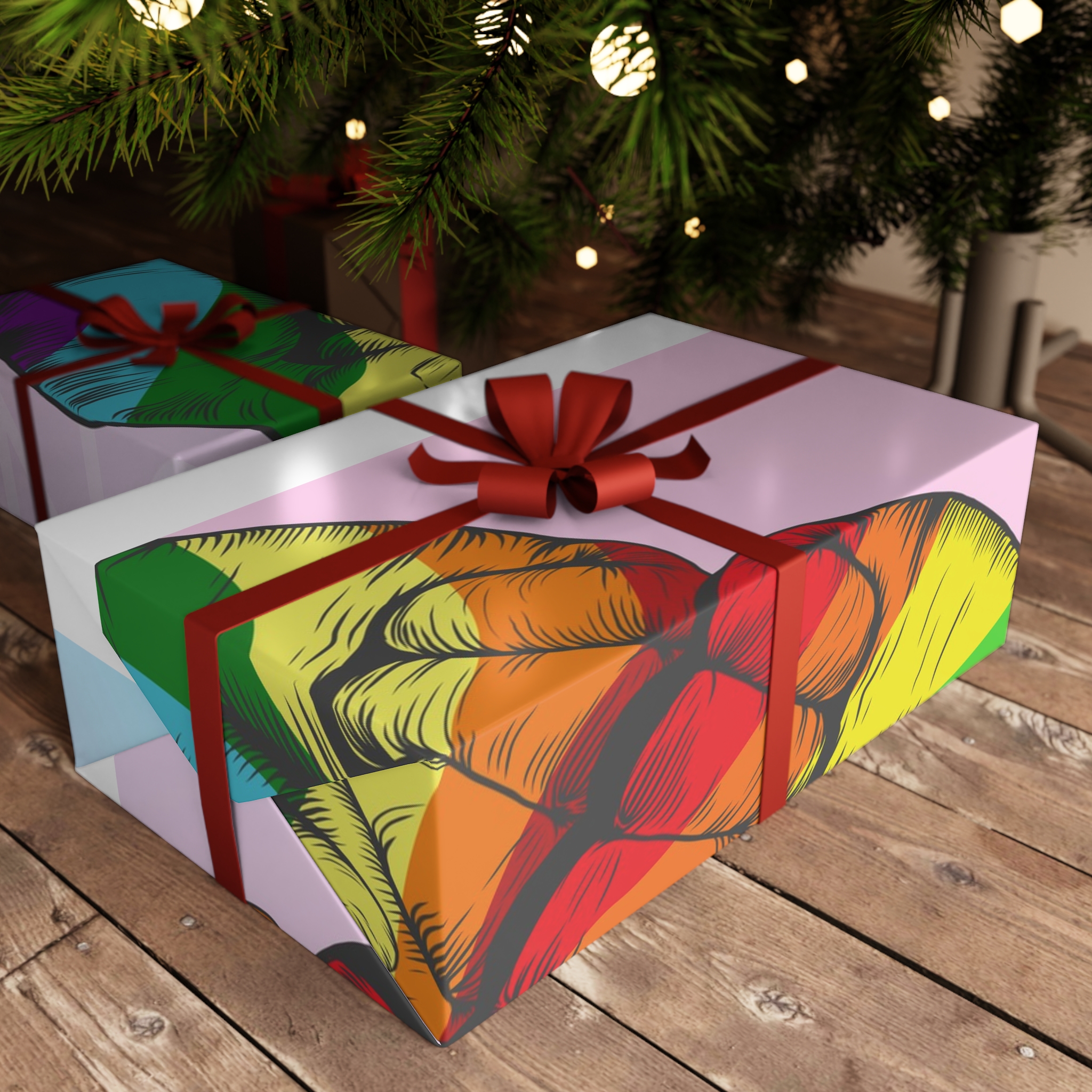 Rainbow Colored Hand Fist Fist Gesture Gay Pride Month Background Lgbt Concept Gift Wrapping Paper Sheets 1pc - Image 6