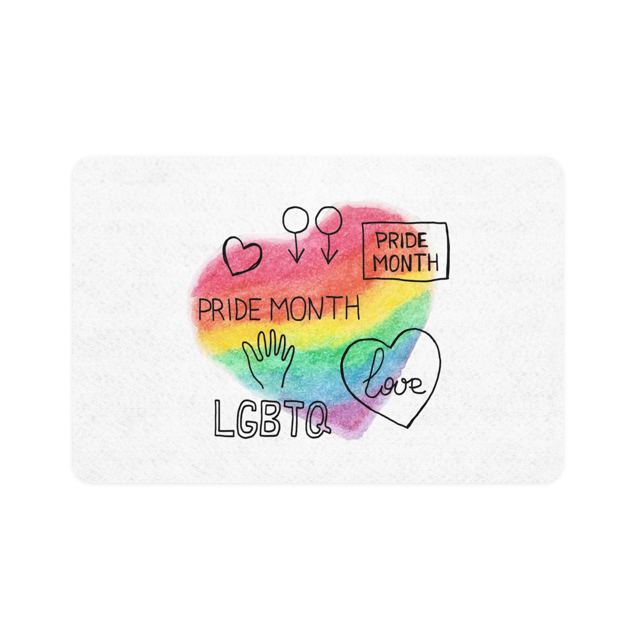 Lgbtq Hand Drawn Symbols Rainbow Coloured Heart Background Pet Food Mat 12x18
