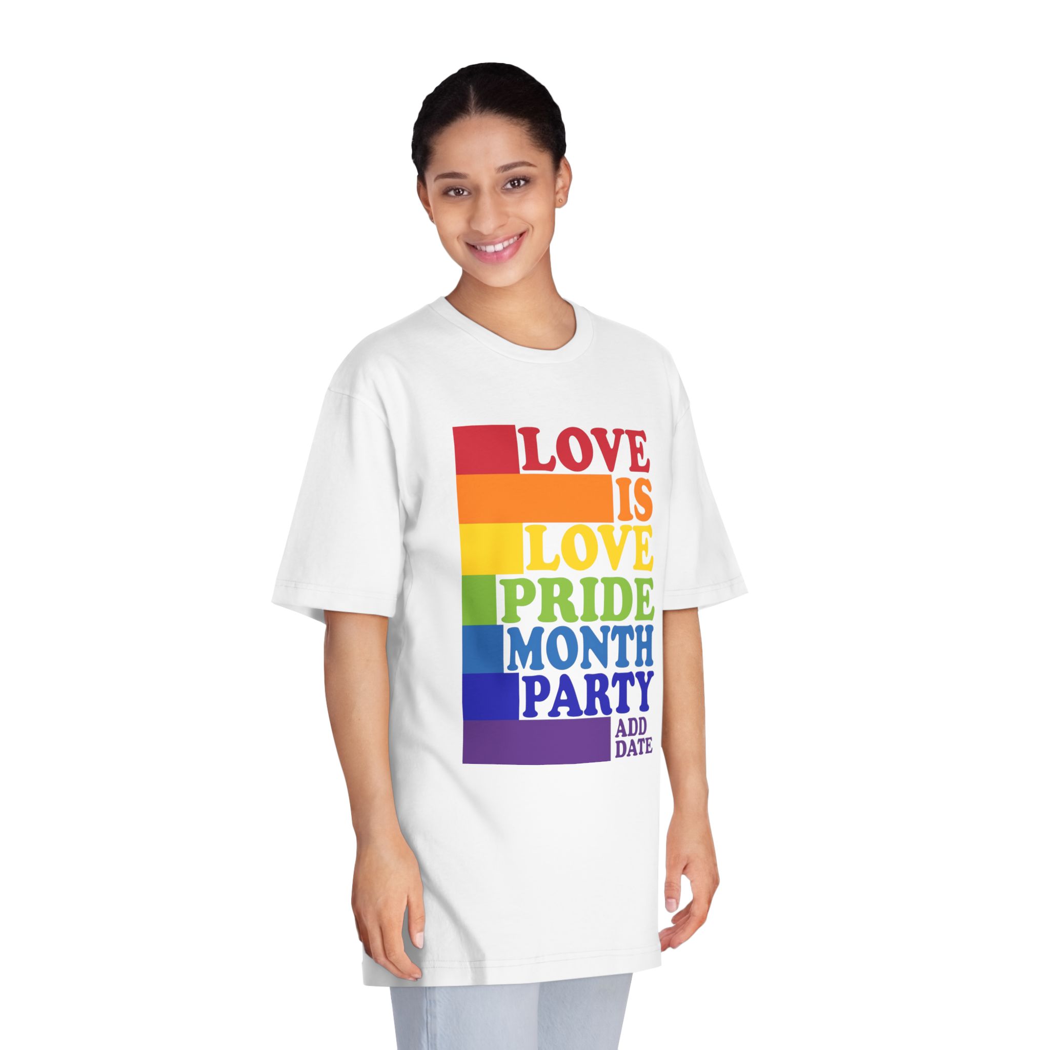 Love Is Love Pride Month Party Poster Flyer Social Media Post Design - Unisex Classic Crewneck T Shirt - Image 3
