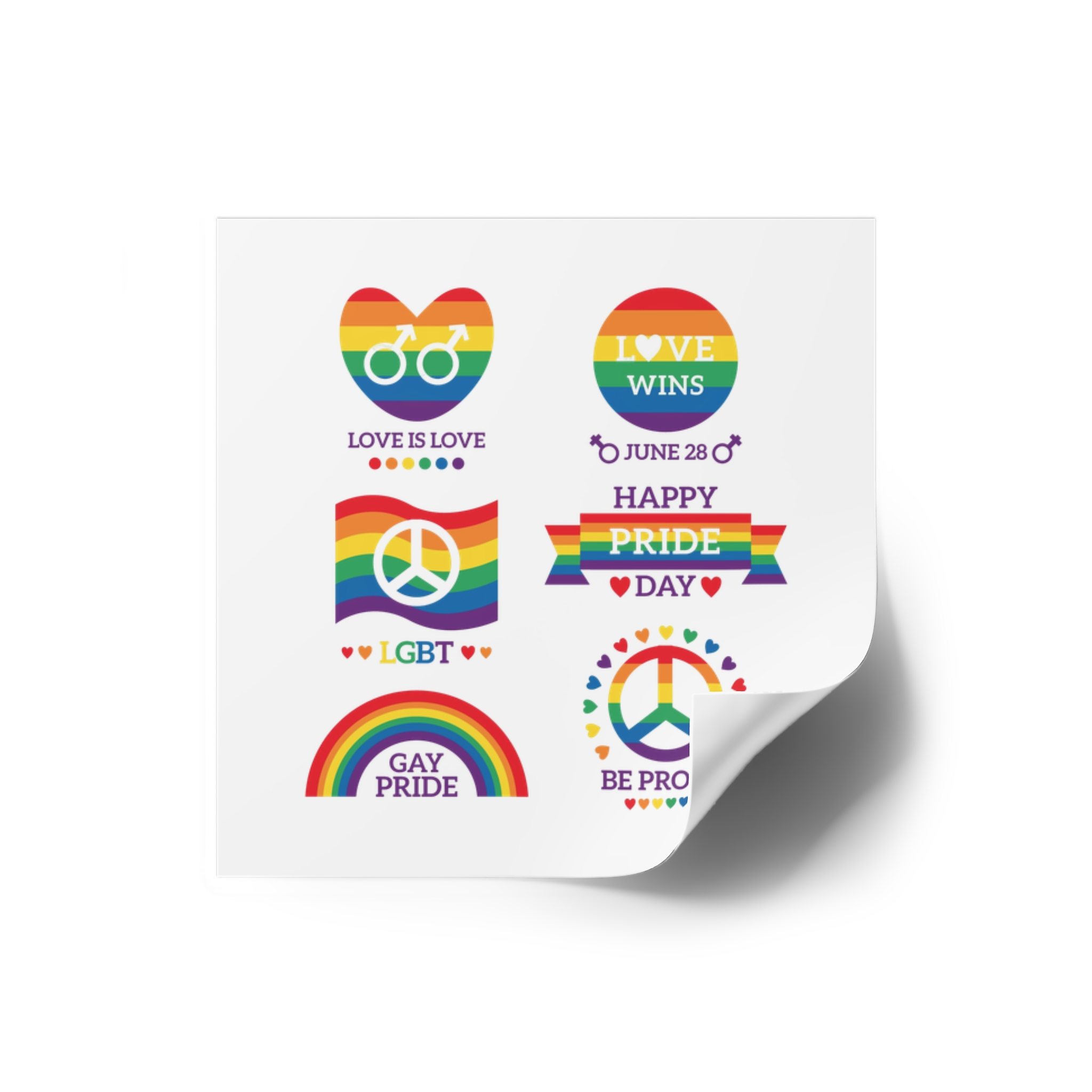 Pride Day Badges Illustration Set Laminate Stickers Square - Image 10