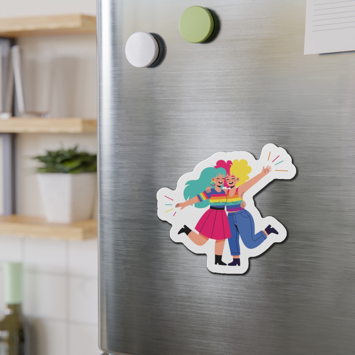 Two Happy Women Celebrating With Pride Flag Colors Die Cut Magnets - Image 12