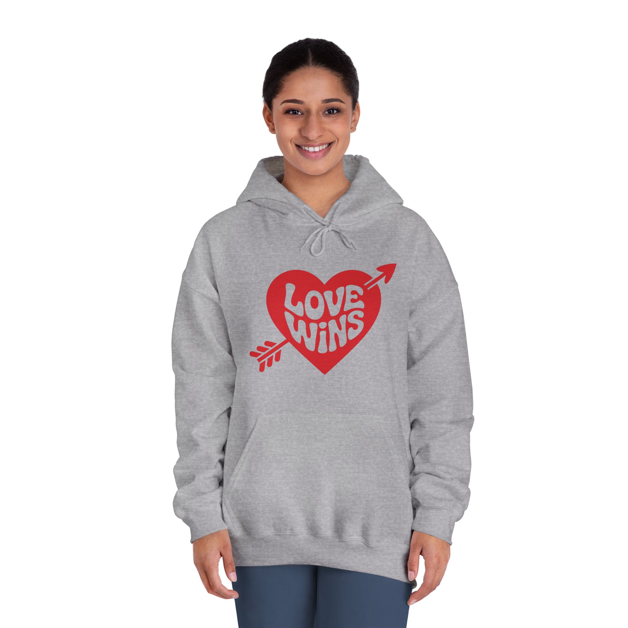 Love Wins Inscription Red Heart Pierced With Cupid39s Arrow Transparent Background Unisex Dryblend Hooded Sweatshirt - Image 16