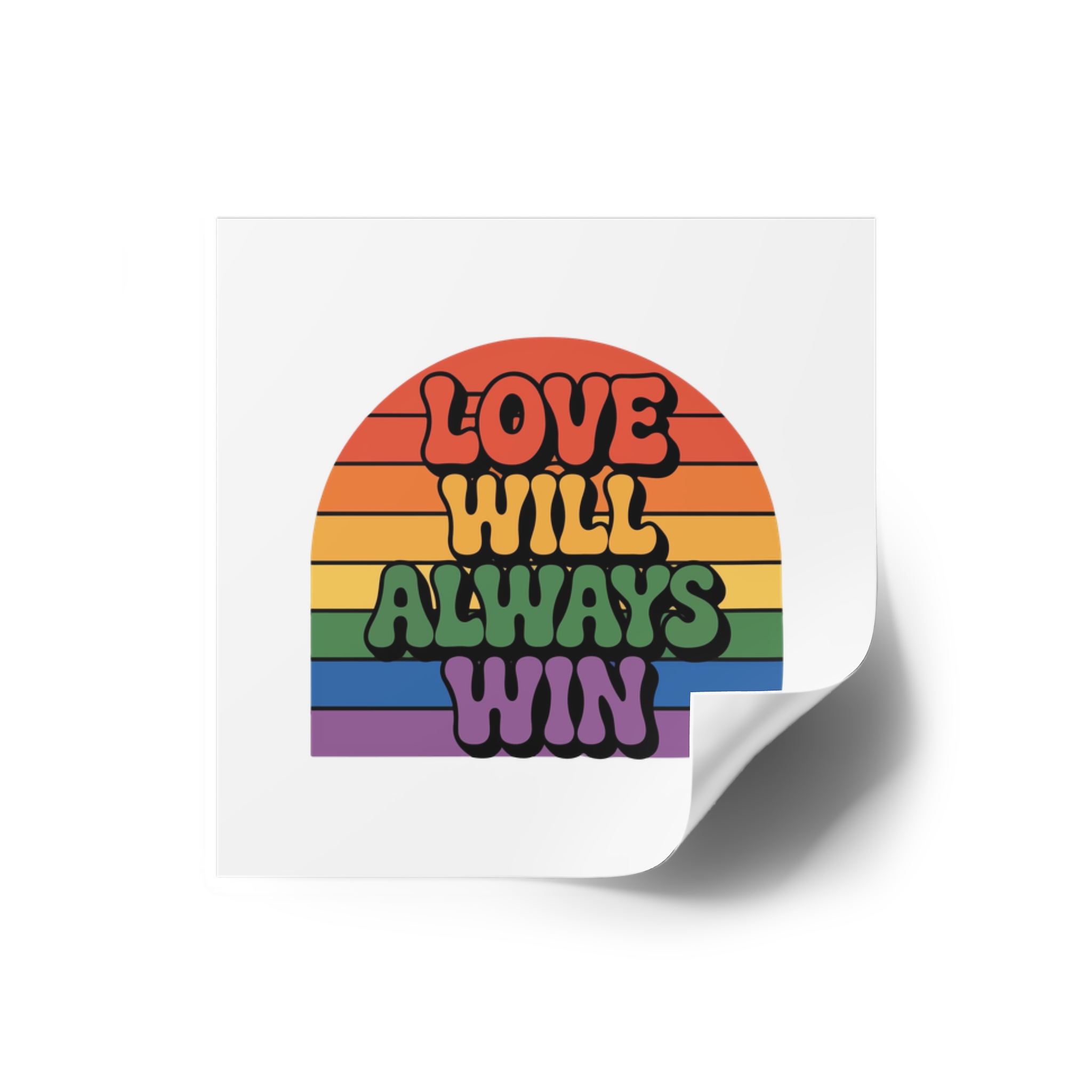 Love Will Always Win Pride Celebration Laminate Stickers Square - Image 2