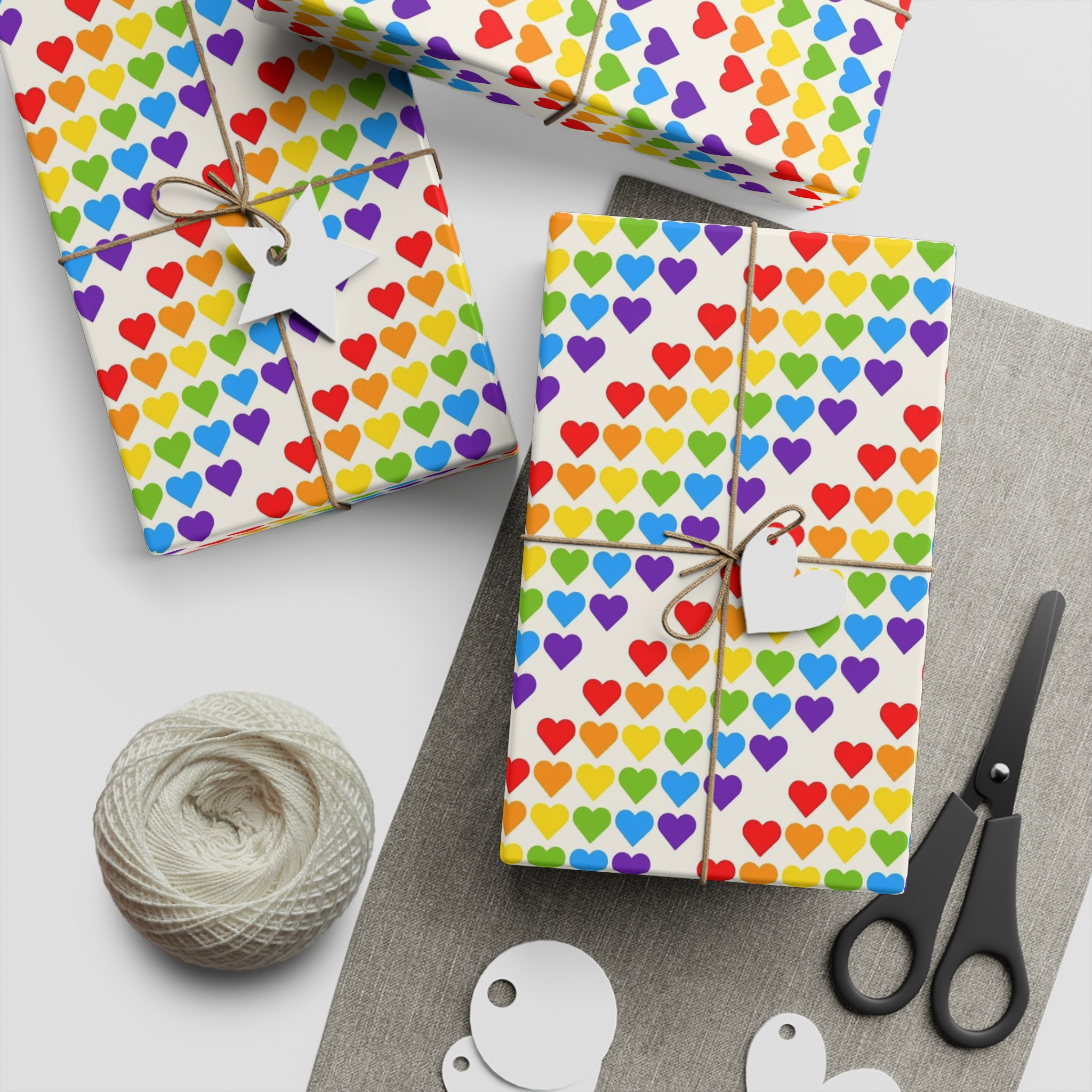 Rainbow Heart Mosaic Seamless Vector Pattern Gift Wrapping Paper Sheets 1pc - Image 2