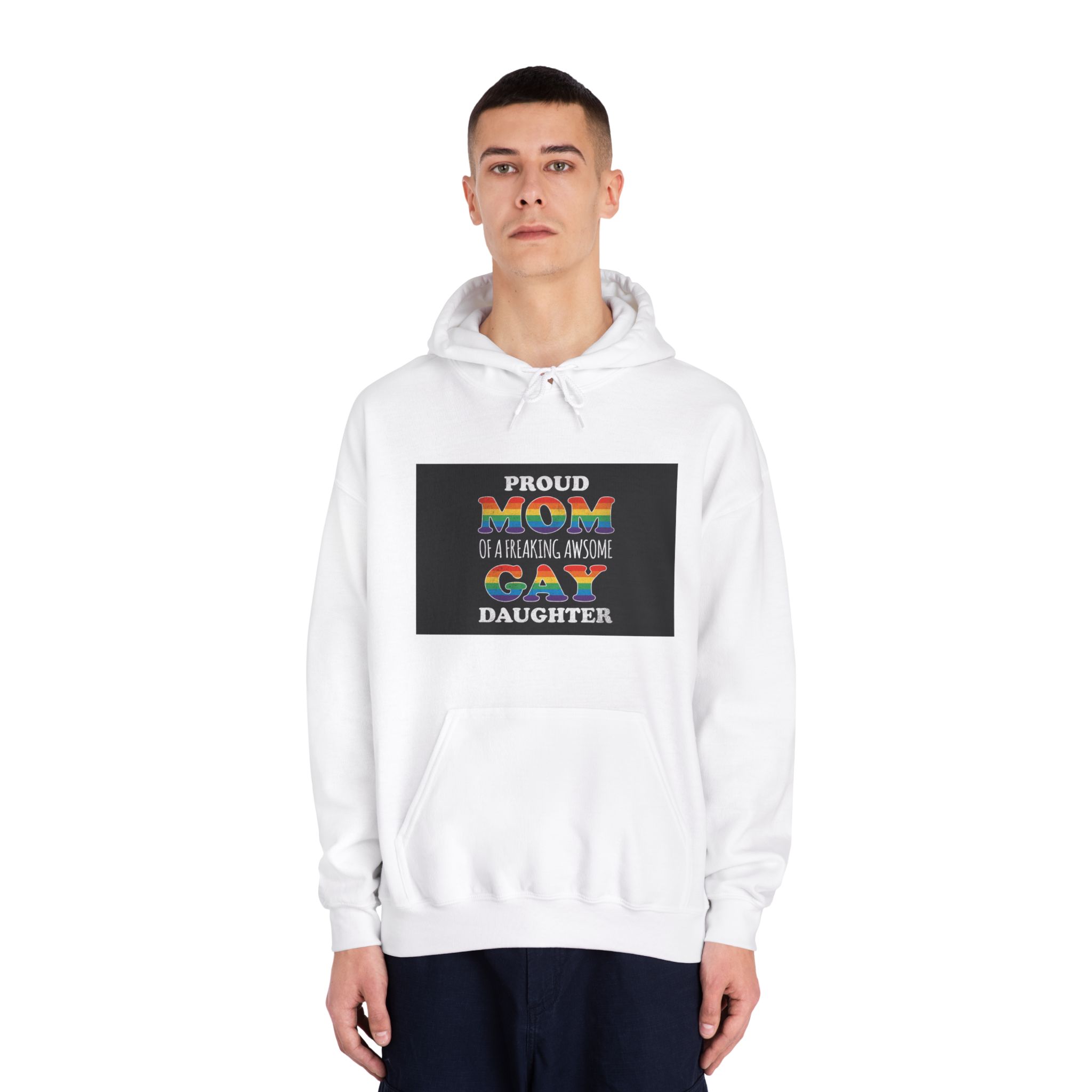 Mother Day Pride Rainbow Typography Vector Premium T Shirt(3) Unisex Dryblend Hooded Sweatshirt - Image 3
