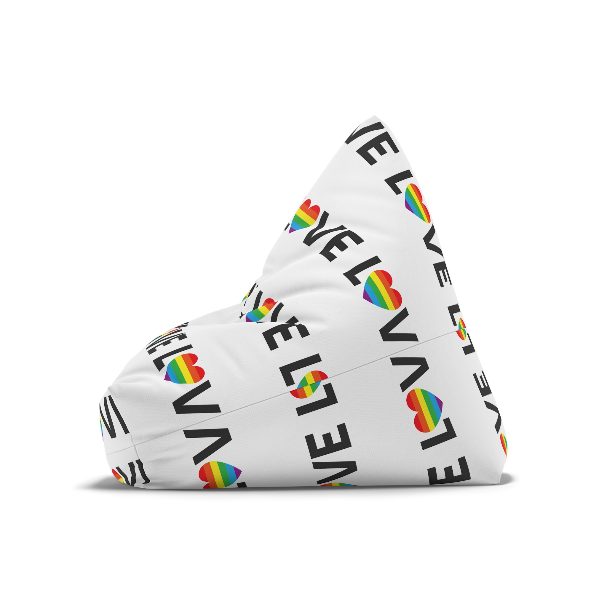 Vector Lgbt Rainbow Flag Love Heart Lettering Bean Bag Chair Cover - Image 8