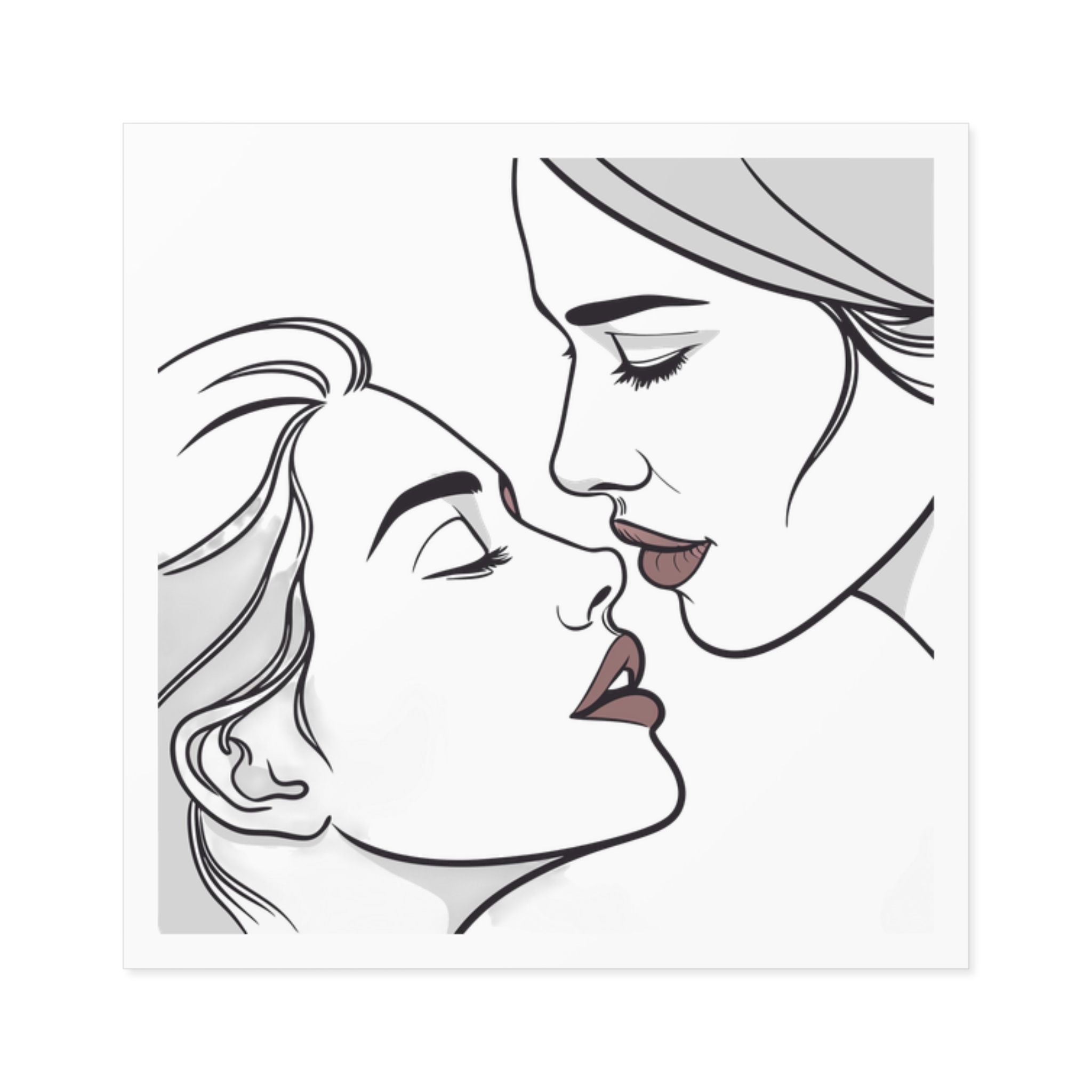 Perfect Lip Set Open Close Smooches Laminate Stickers Square