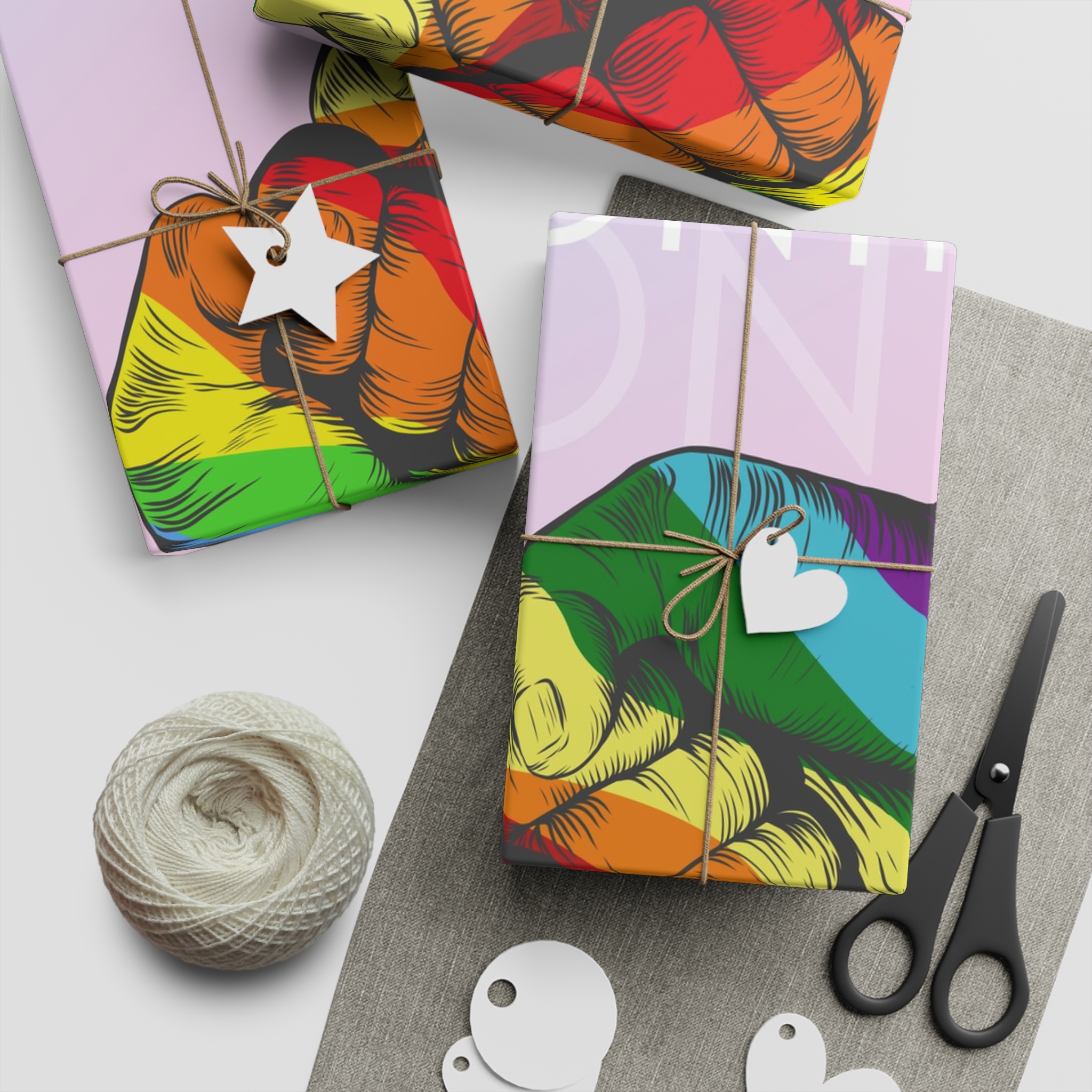 Rainbow Colored Hand Fist Fist Gesture Gay Pride Month Background Lgbt Concept Gift Wrapping Paper Sheets 1pc - Image 5