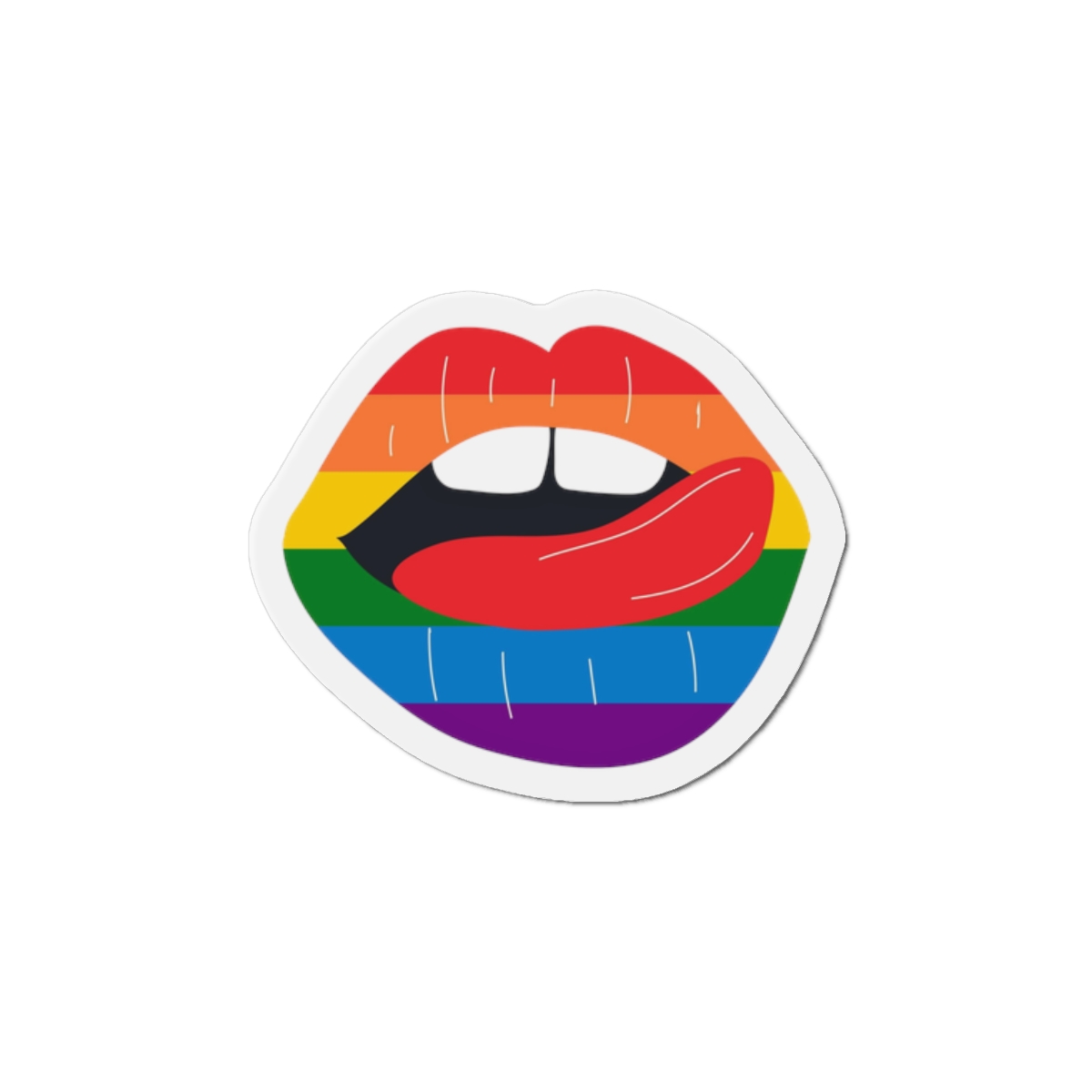 Beautiful Lips Kiss Trace With Lgbt Symbol Pride Flag Rainbow Colors Print Die Cut Magnets
