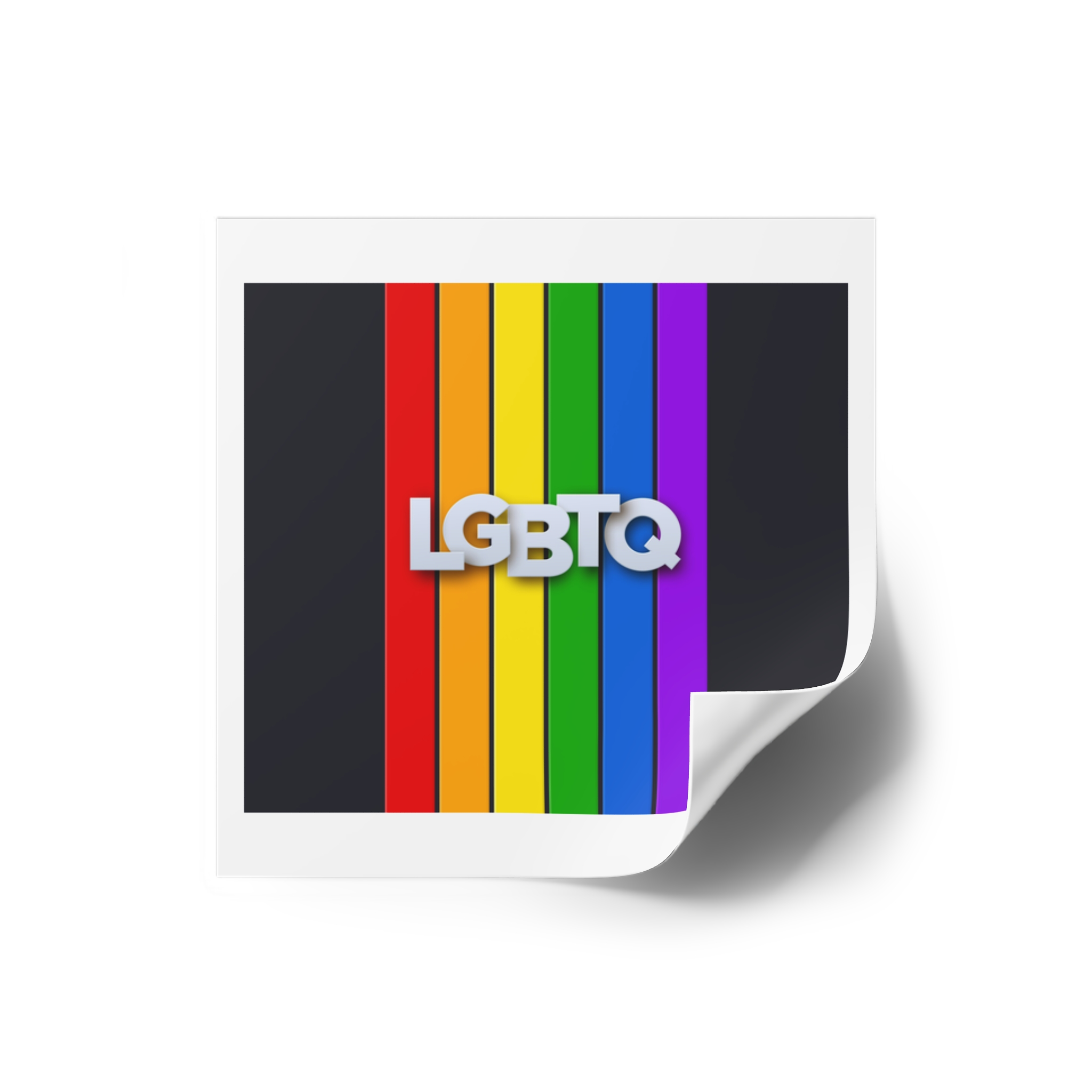 Lgbtq Paper Sign Rainbow Flag Laminate Stickers Square - Image 2
