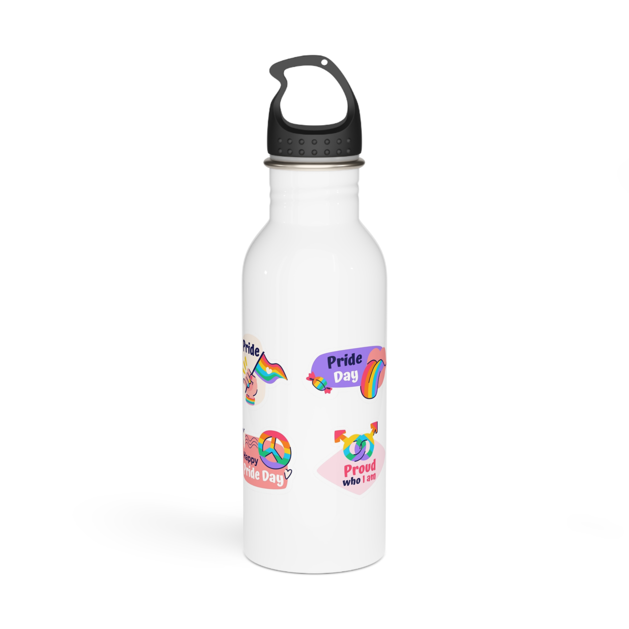 Flat Labels Collection Pride Month Celebration Stainless Steel Water Bottle