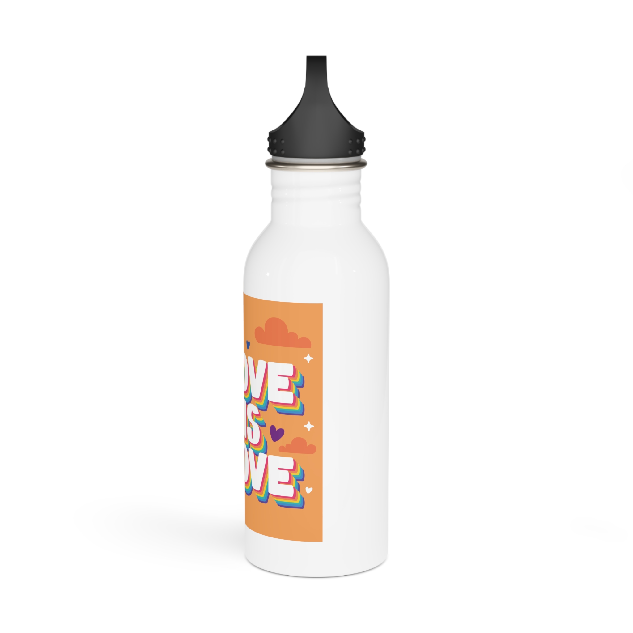 Love Is Love Lettering With Fist Stainless Steel Water Bottle - Image 4