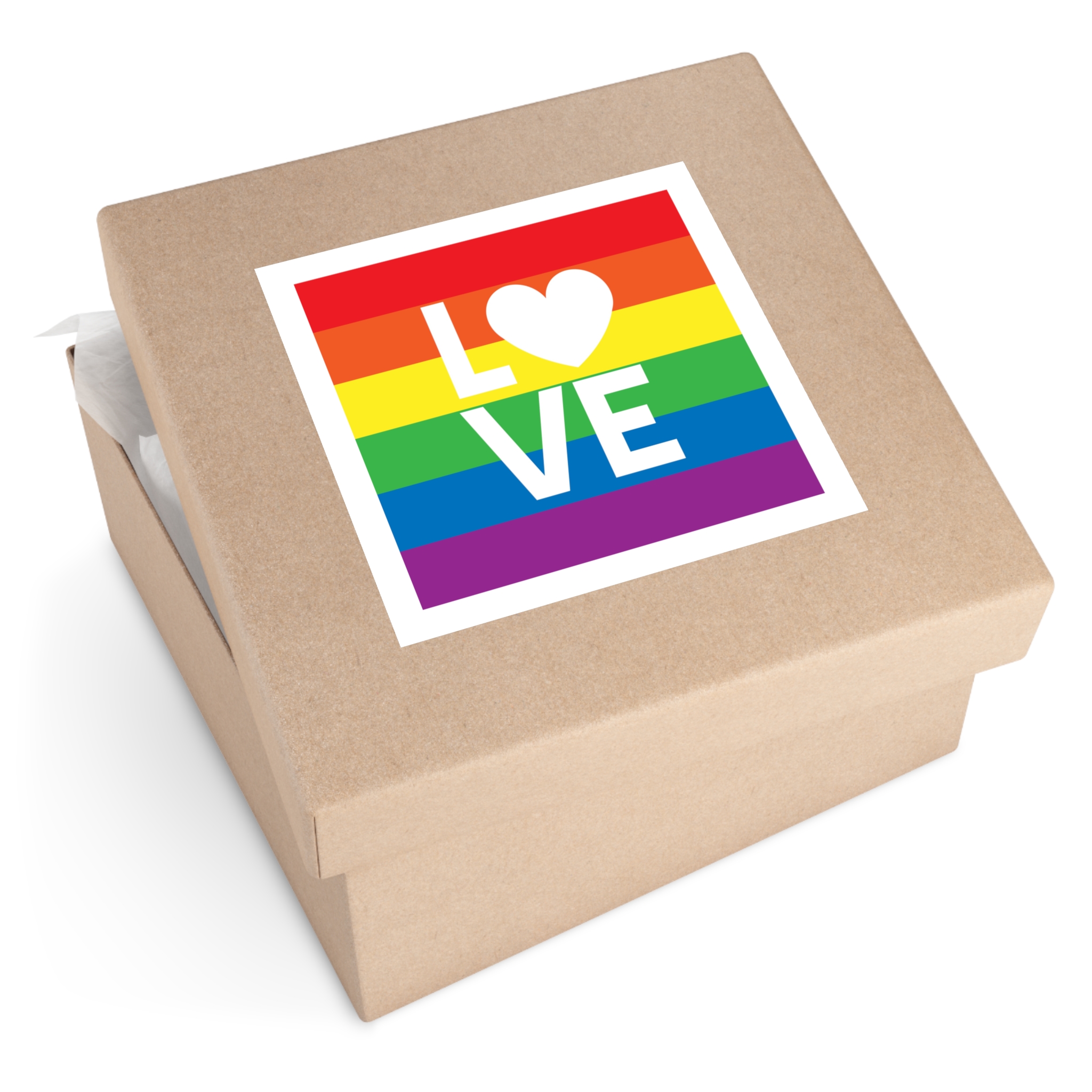 Love Lgbt Heart Squere White Laminate Stickers Square - Image 51