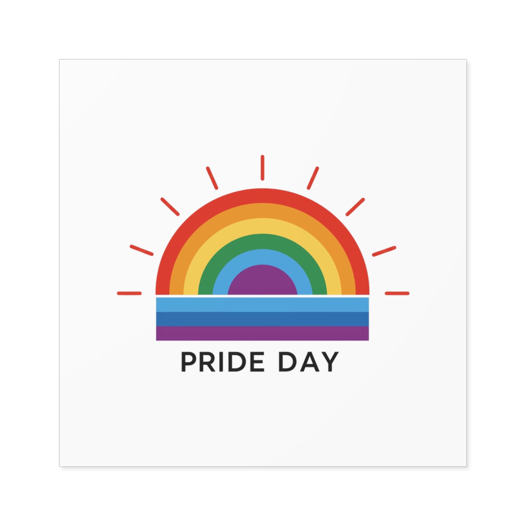 Rainbow Pride Day Celebration Illustration With Colorful Sunburst Design Lgbtq Support Awareness Laminate Stickers Square - Image 69