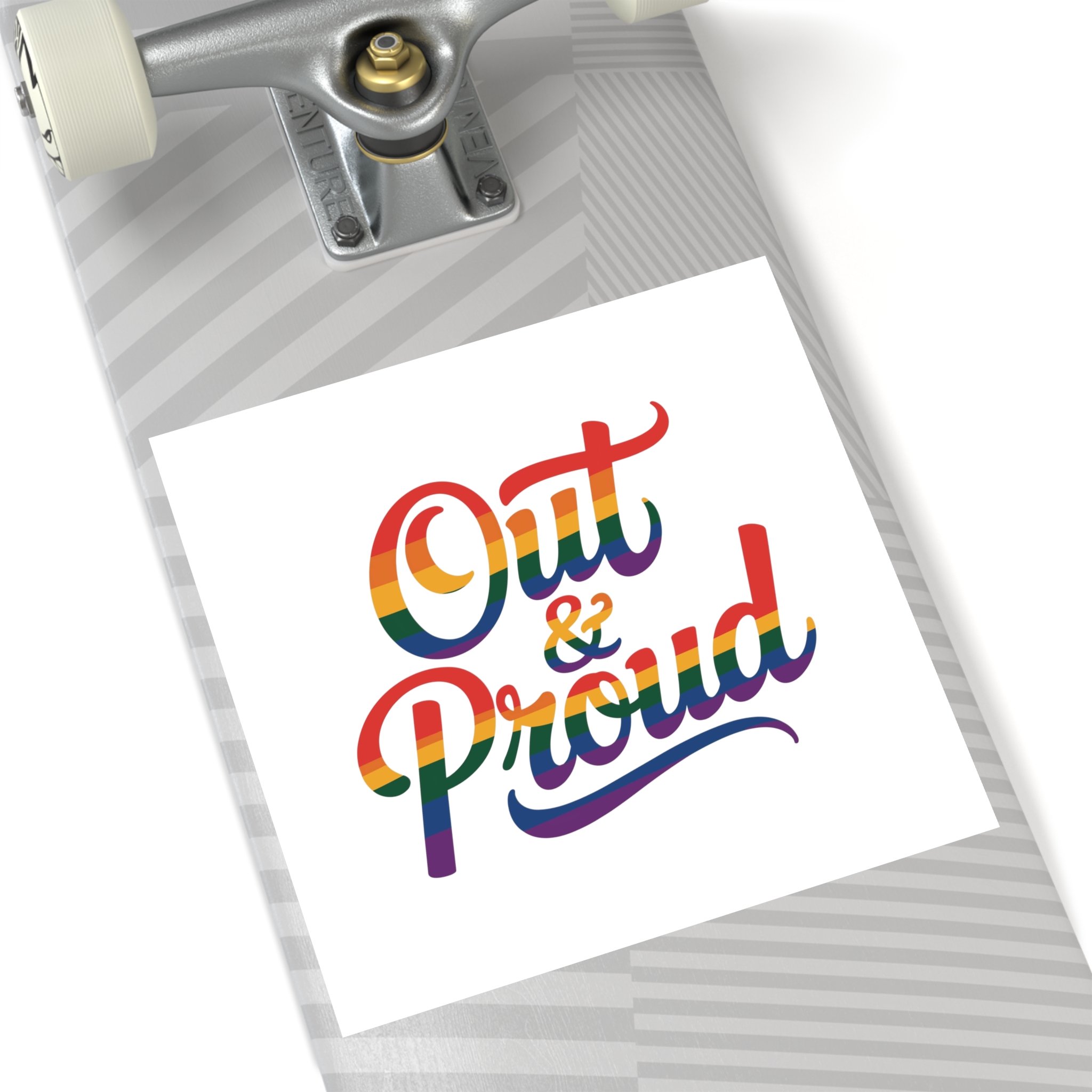 Out Proud T Shirt Design Isolated White Background Laminate Stickers Square - Image 52