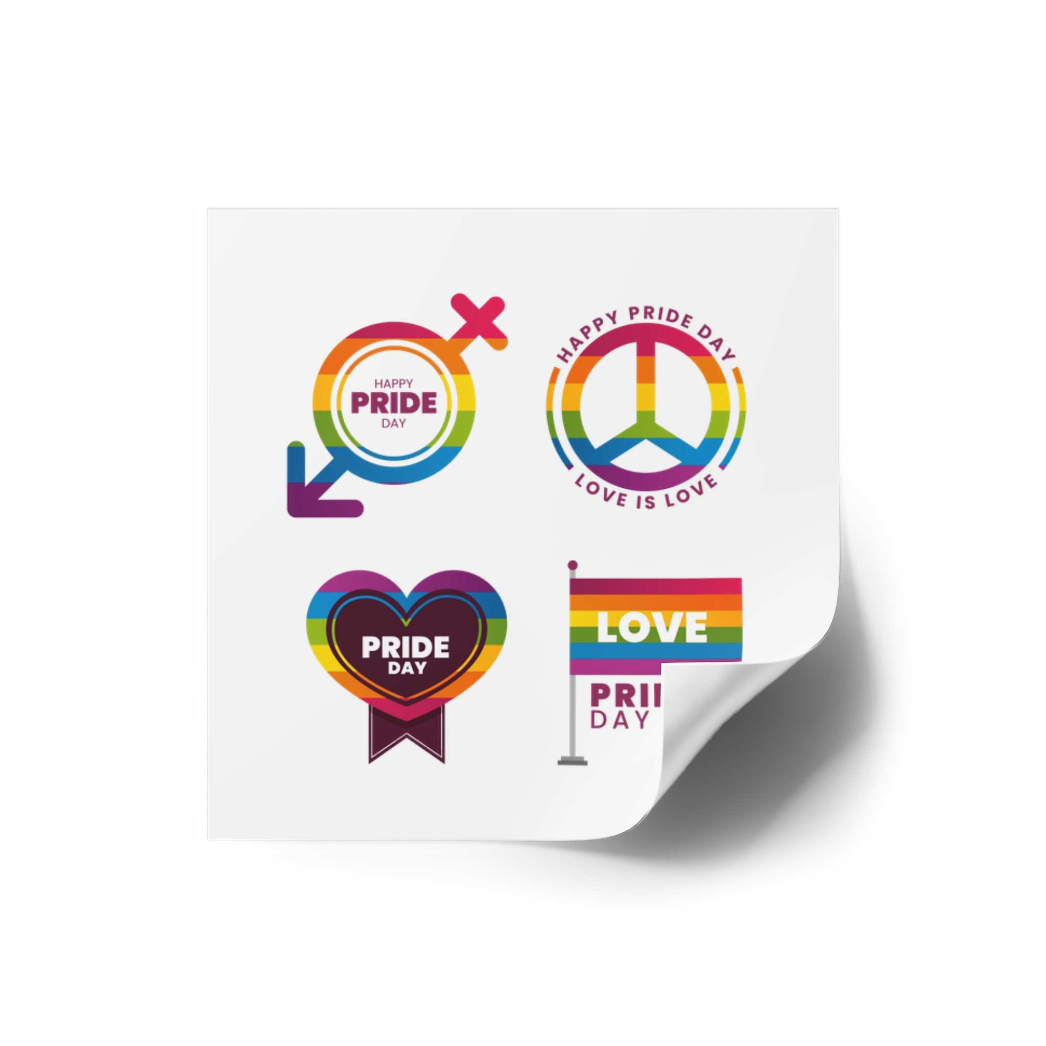 Label Collection With Pride Day Theme (1) Laminate Stickers Square - Image 2
