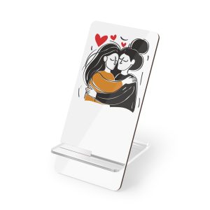 Drawing Two Women Hugging Red Heart Them Mobile Display Stand For Smartphones