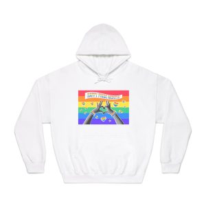 Lgbtq Pride Month Card Y2k Style Trendy Retro Collage Halftone Hands Unisex Dryblend Hooded Sweatshirt
