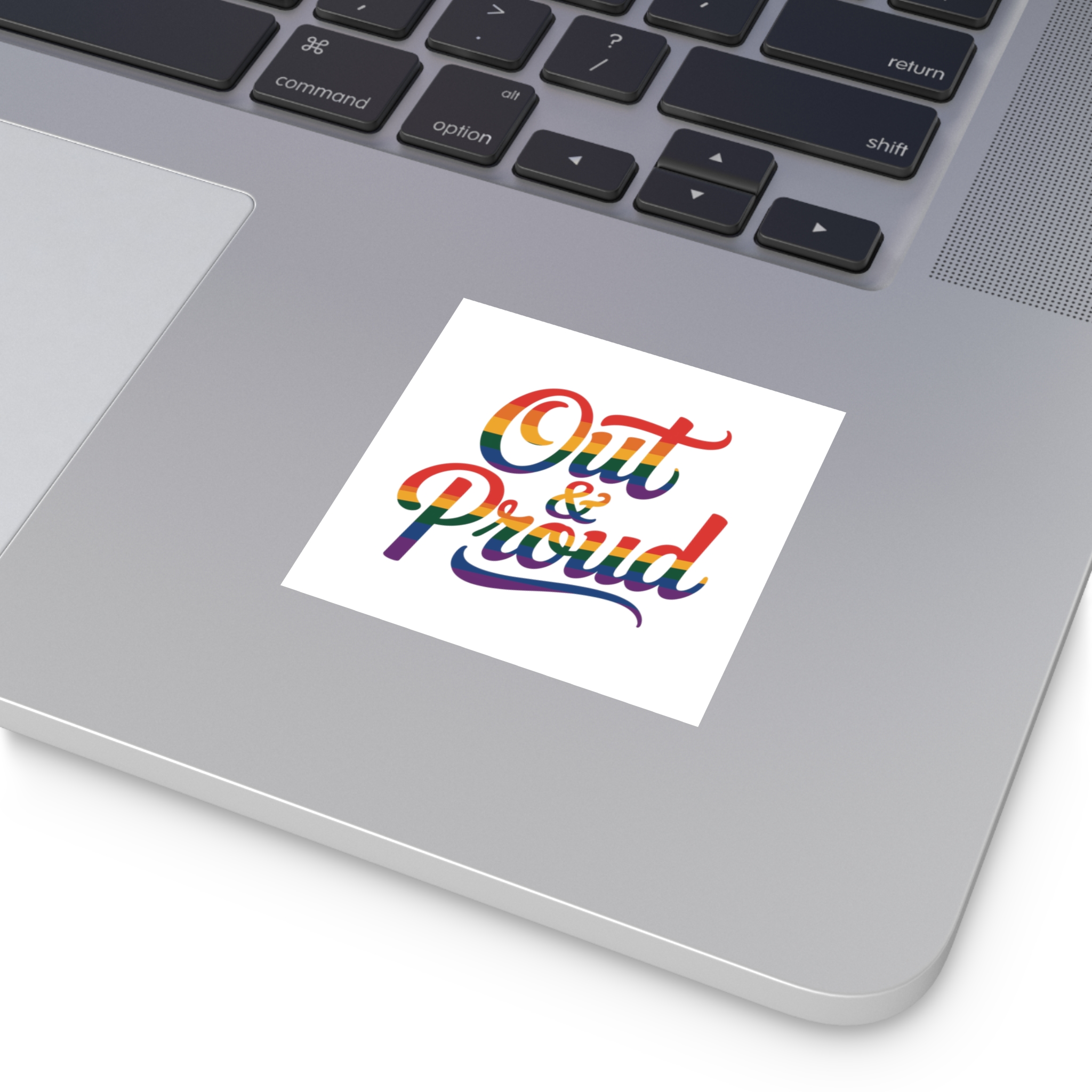 Out Proud T Shirt Design Isolated White Background Laminate Stickers Square - Image 11