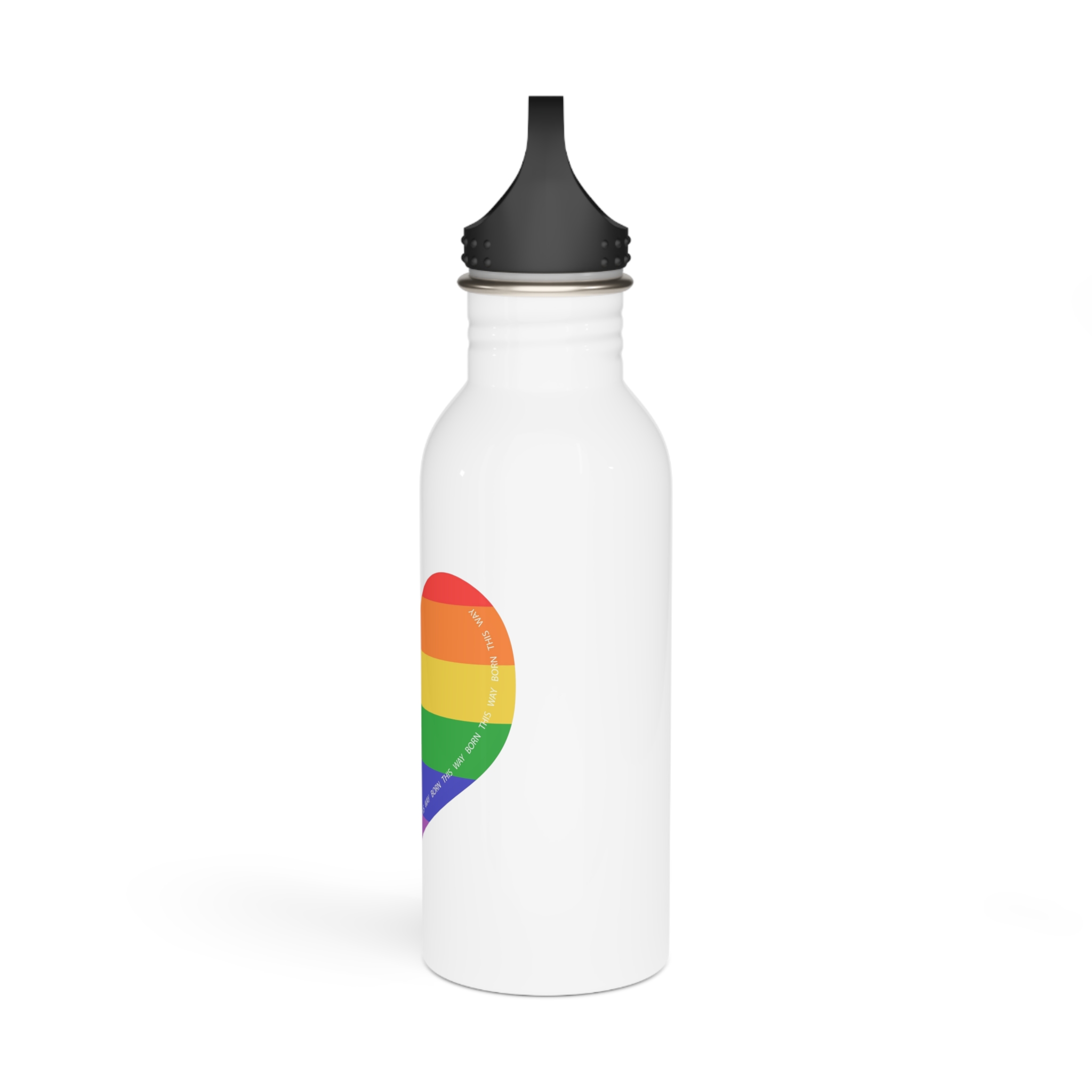 Heart Shaped Lgbtq Flag Flat Vector Illustration Stainless Steel Water Bottle - Image 4