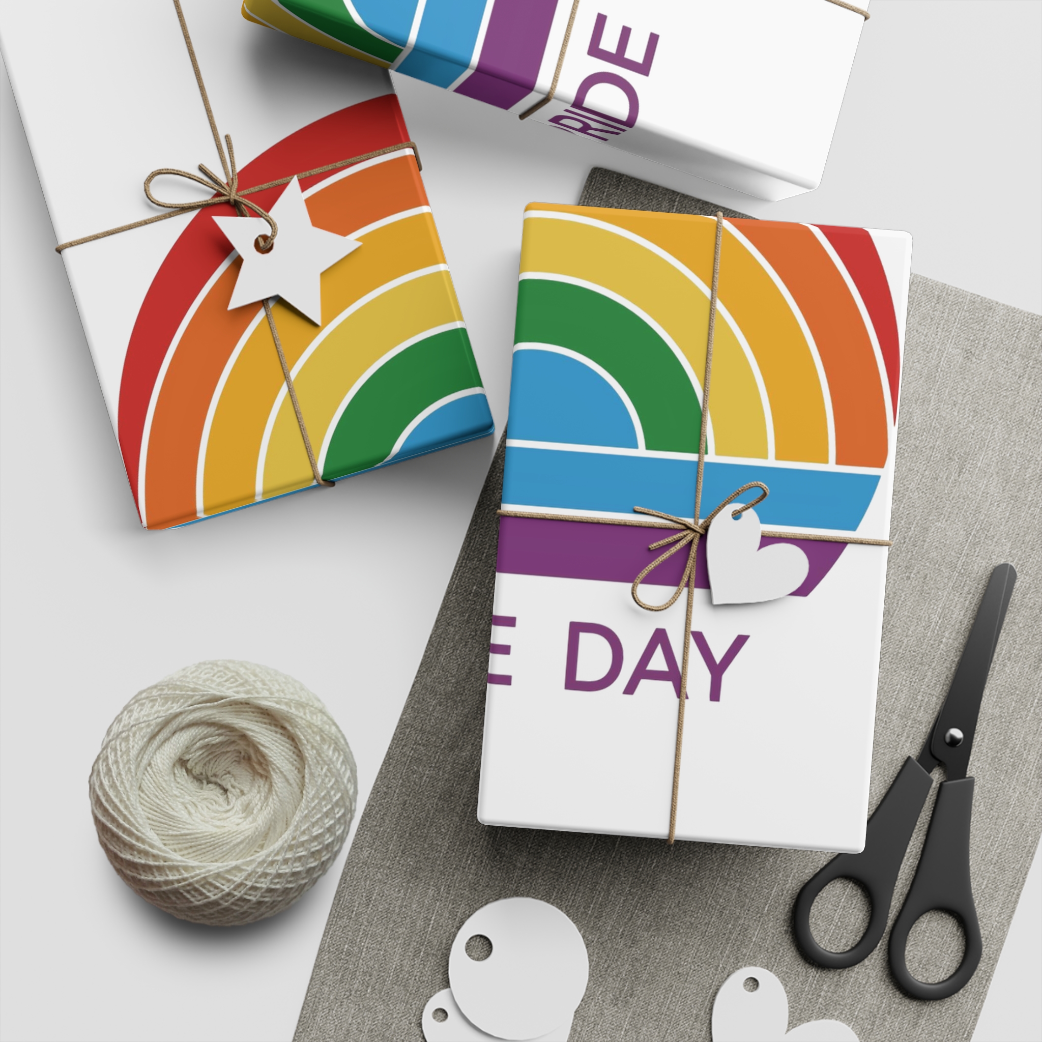 Rainbow Pride Day Celebration Logo With Multicolor Arches Text Lgbtq Support Equality Awareness Gift Wrapping Paper Sheets 1pc - Image 2