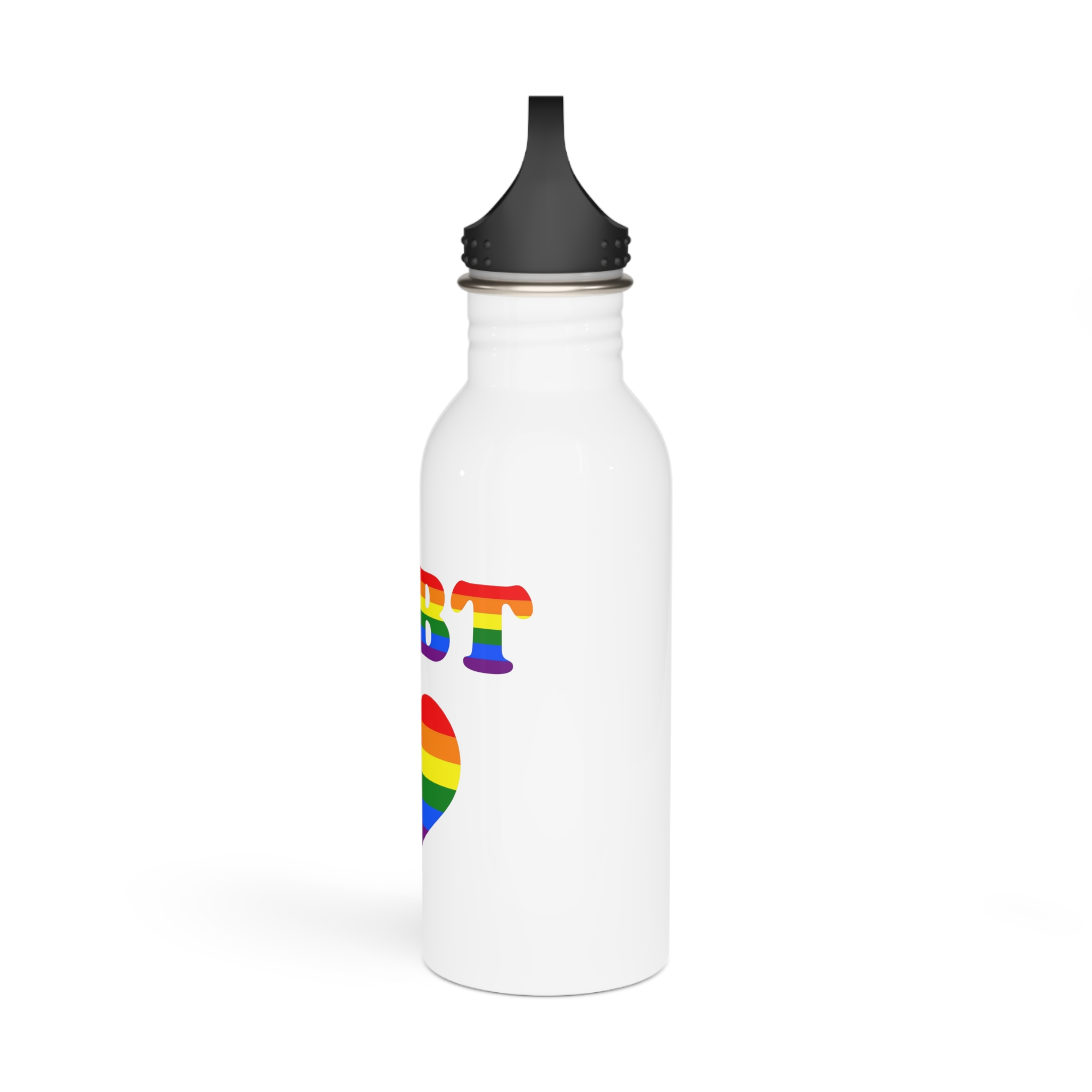 Vector Symbolism Lgbt Community Rainbow Colors Lgbt Inscription Rainbow Heart Stainless Steel Water Bottle - Image 4