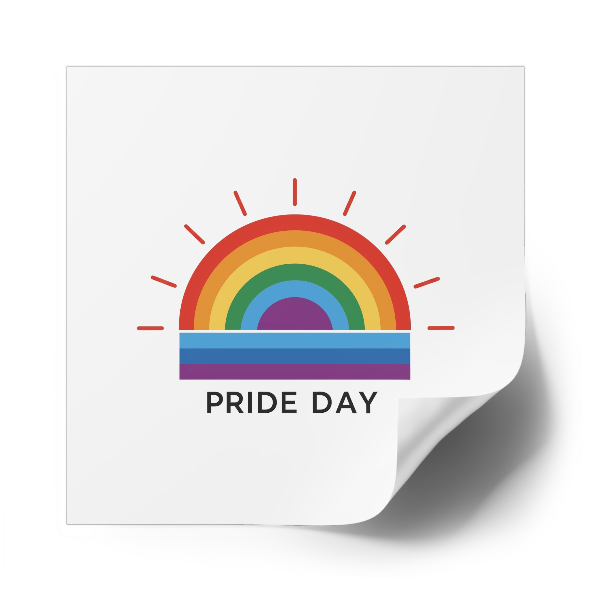 Rainbow Pride Day Celebration Illustration With Colorful Sunburst Design Lgbtq Support Awareness Laminate Stickers Square - Image 50