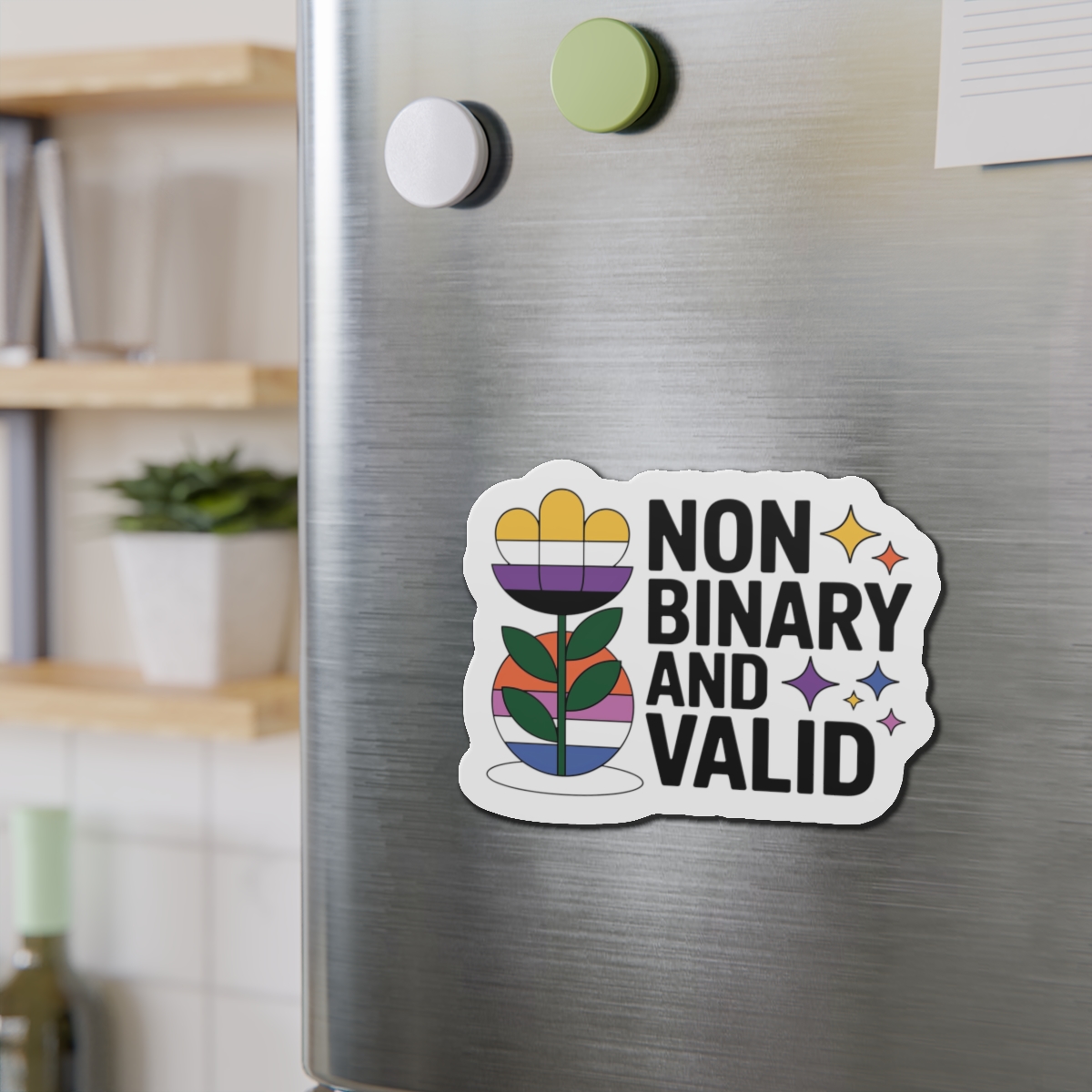 Non Binary Valid T Shirt Design Isolated White Background Die Cut Magnets - Image 15