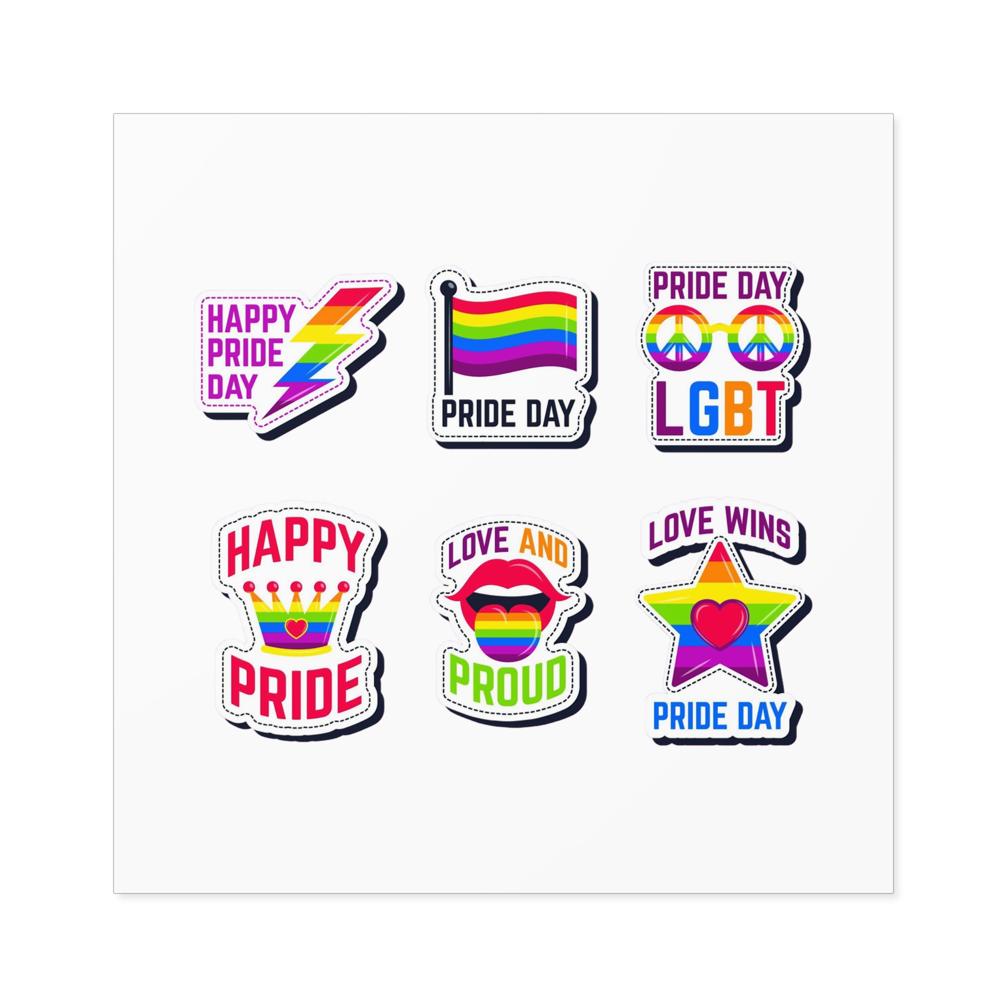 Label Collection With Pride Day Theme Laminate Stickers Square - Image 73