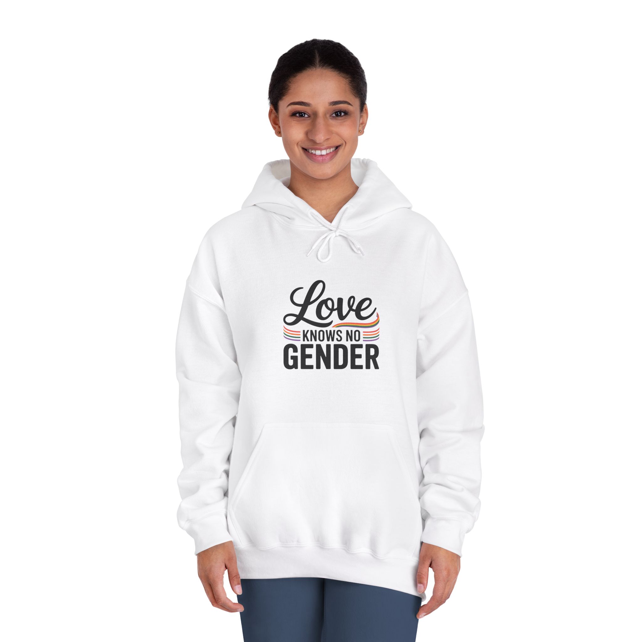 Love Knows No Gender T Shirt Design Isolated White Background 2 Unisex Dryblend Hooded Sweatshirt - Image 4