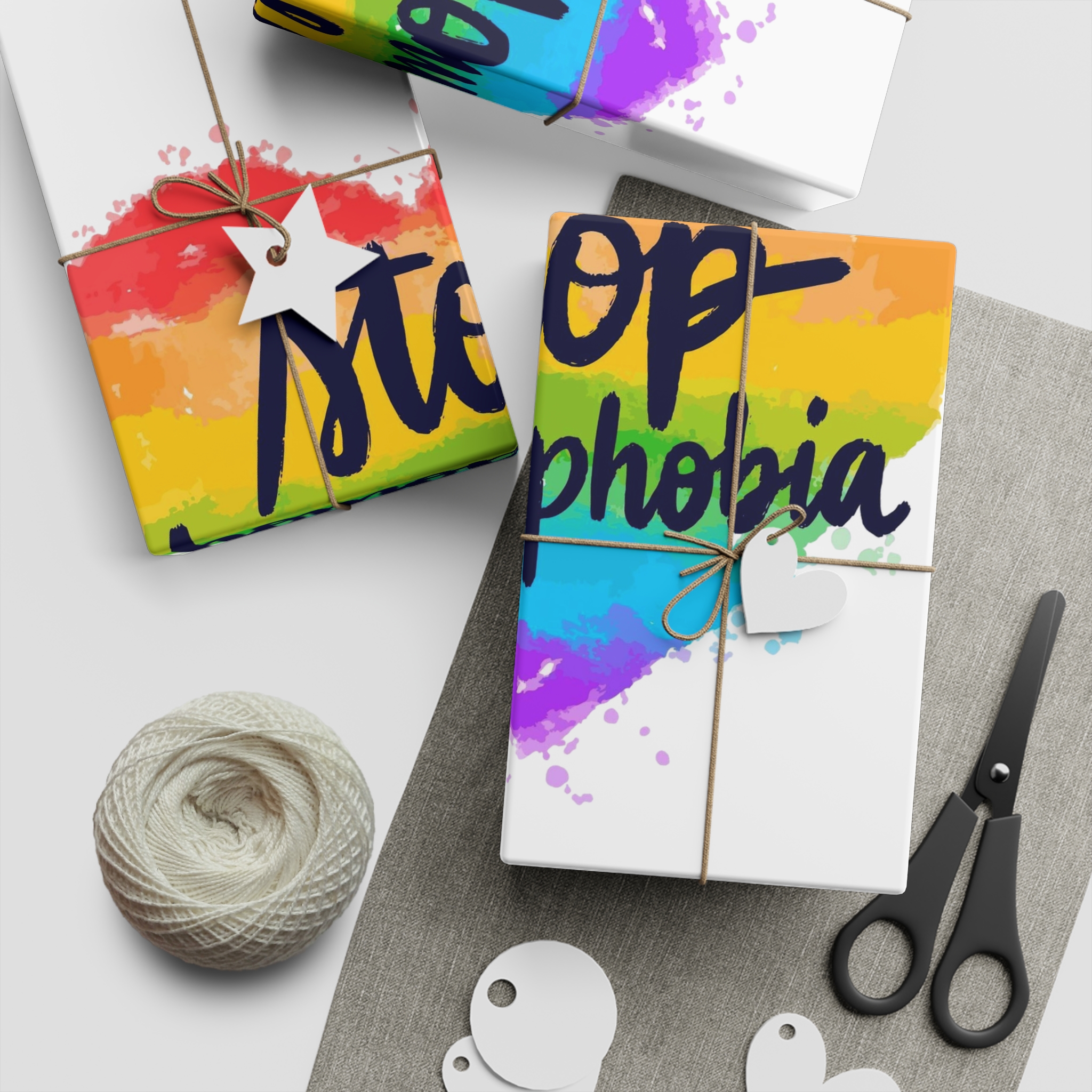 Watercolor Stop Homophobia Gift Wrapping Paper Sheets 1pc - Image 2