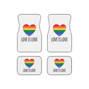 Vector Sketch Lgbt Rainbow Love Is Love Lettering (1) Car Mats Set Of 4