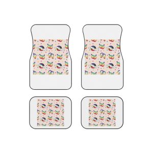 Rainbow Pride Seamless Pattern With Love Symbols Hand Drawn Style Car Mats Set Of 4