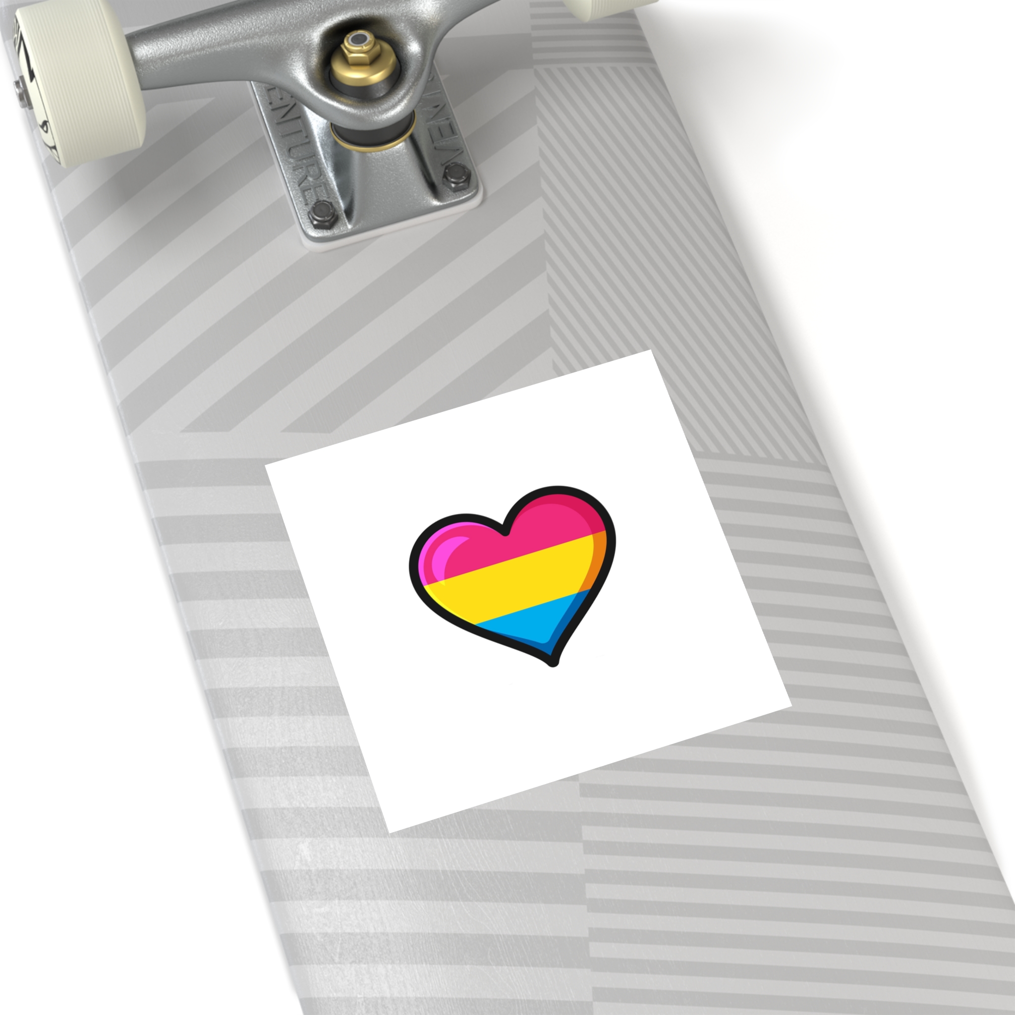 Pansexual Pride Flag Heart Shape Vector Illustration Laminate Stickers Square - Image 36