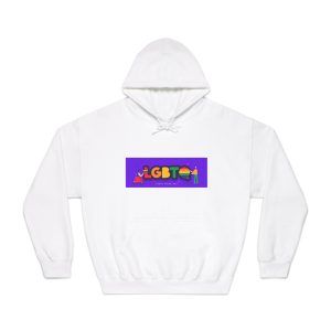 Lgbtq Community Banner Design With Illustration Gay Couple Unisex Dryblend Hooded Sweatshirt