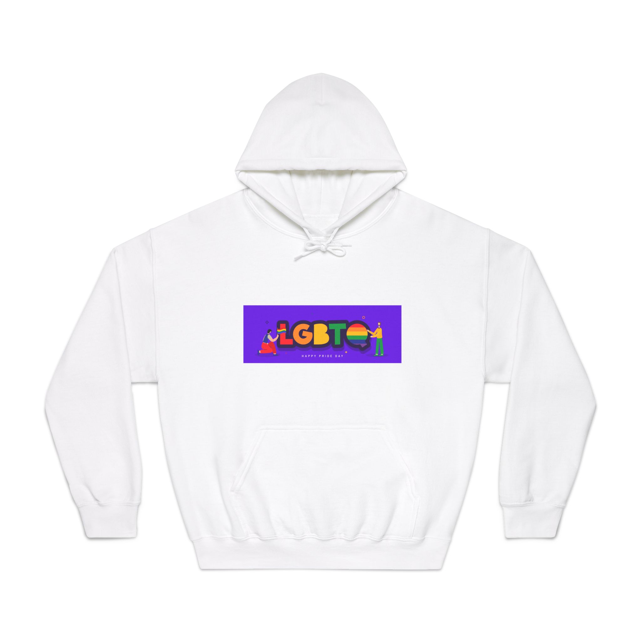 Lgbtq Community Banner Design With Illustration Gay Couple Unisex Dryblend Hooded Sweatshirt
