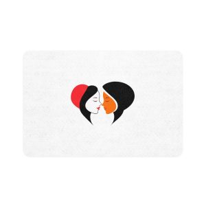 Celebrating Love Interracial Couple Heart Design Pet Food Mat 12x18