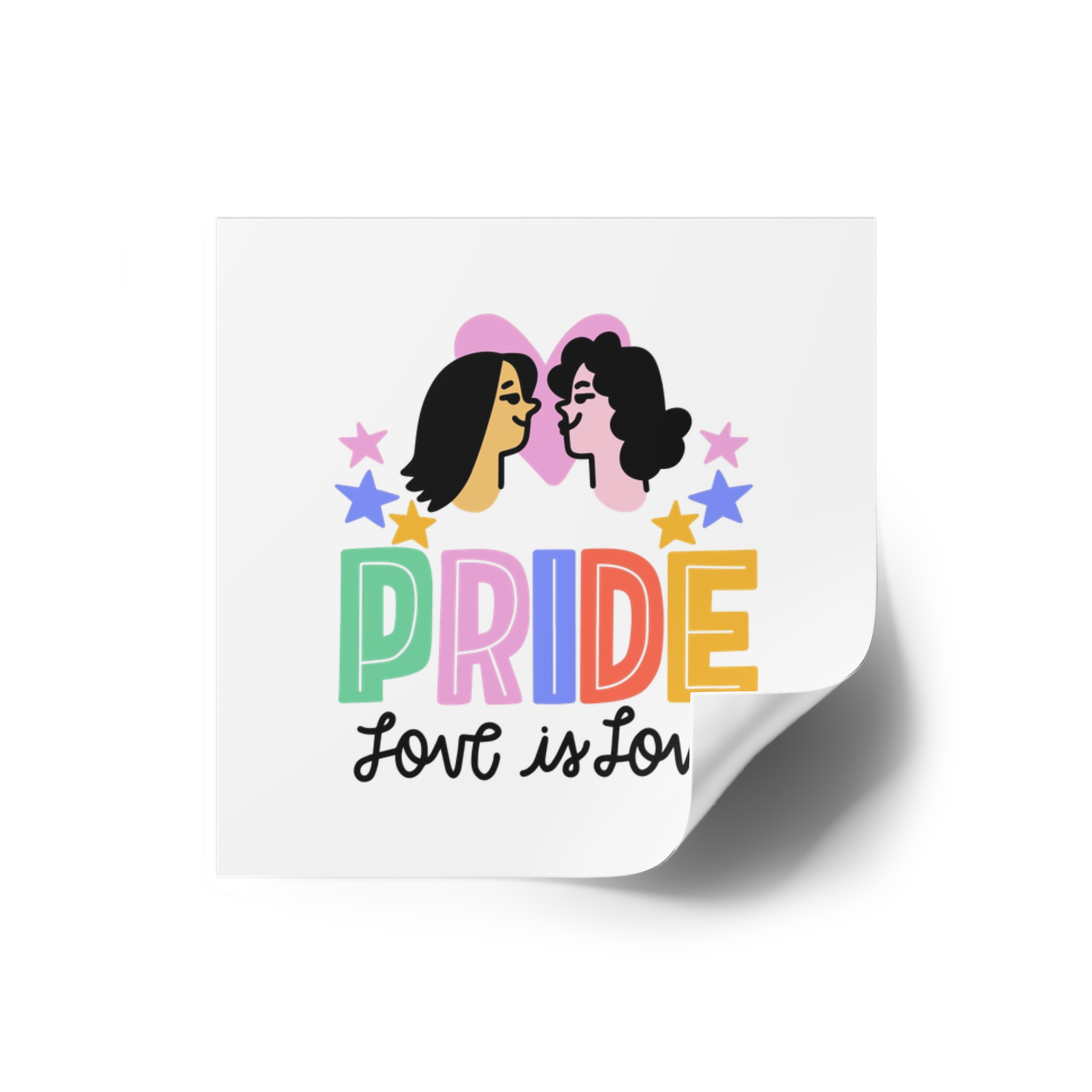 Pride Day Lettering With Lesbian Couple Laminate Stickers Square - Image 10